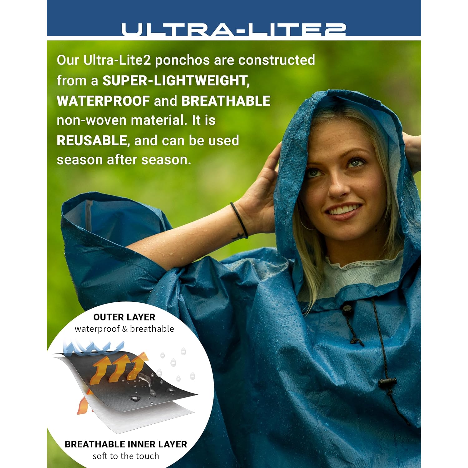 FROGG TOGGS Ultra-lite2 Waterproof, Breathable Rain Poncho, Adult - Image 4