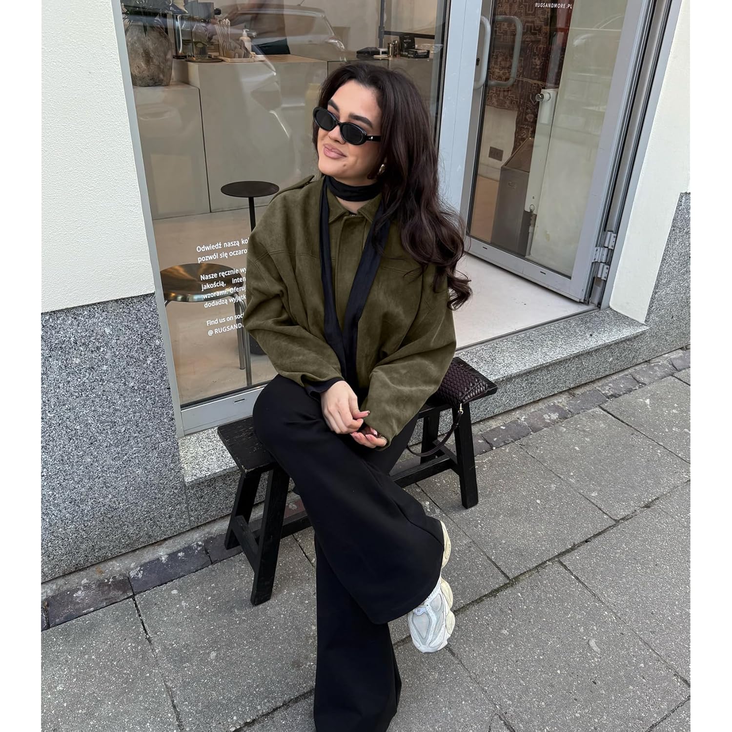 Dam Faux Suede bomber jacka Casual Lapel Pilot - Image 3