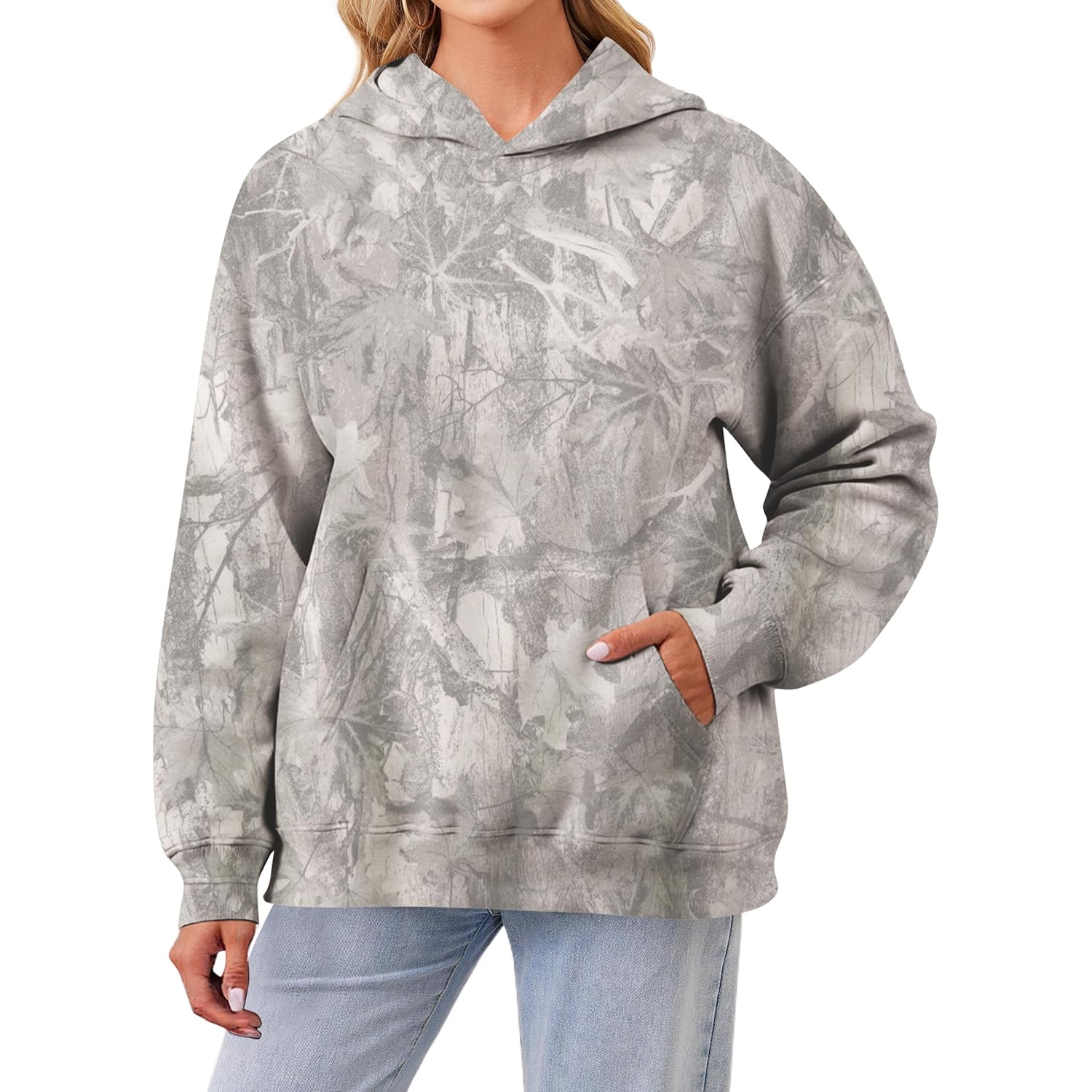 Camo hoodie For Dam oversized Long Sleeve Drop - Image 2