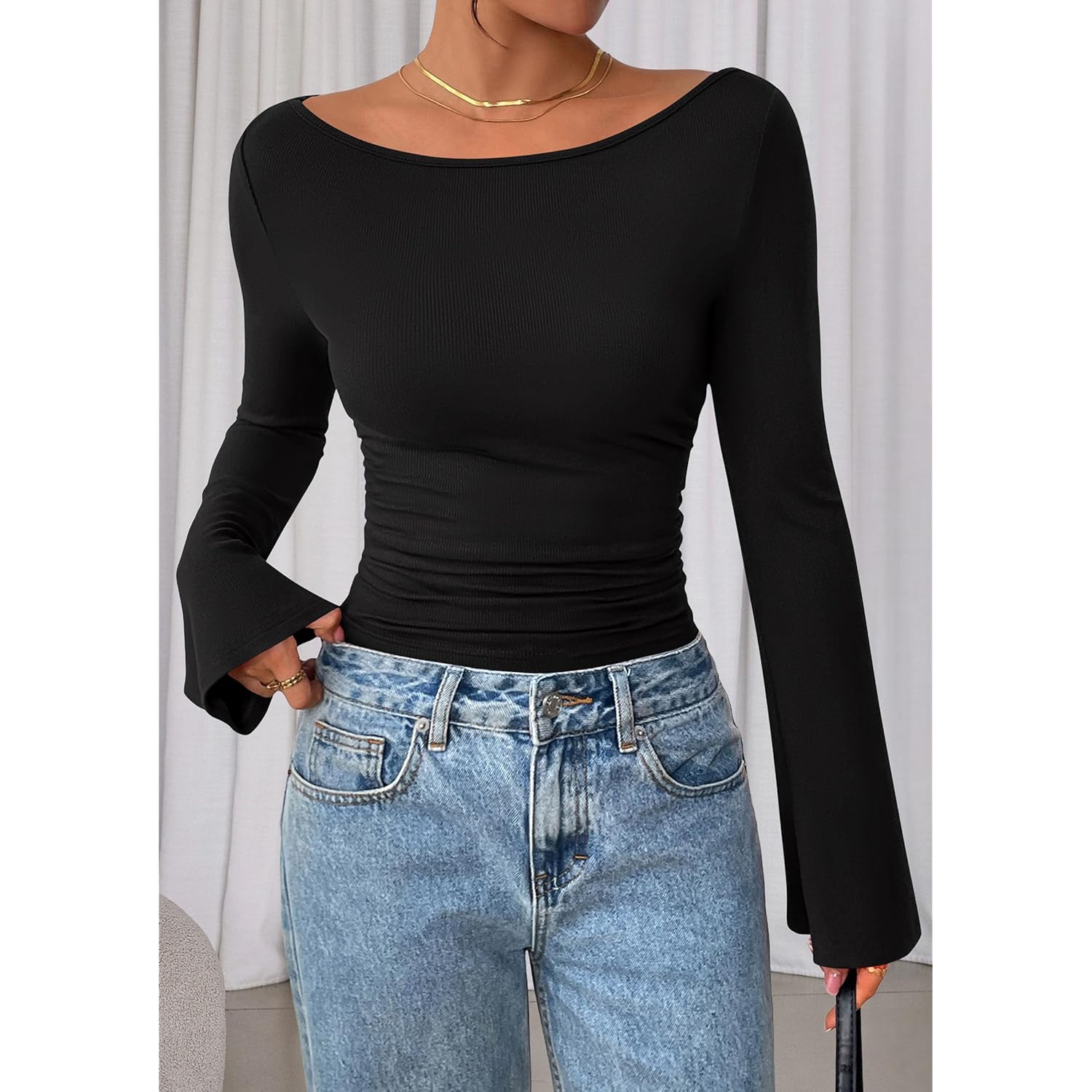 PRETTYGARDEN Dam långärmad skjorta 2025 Fall Crop Going - Image 8