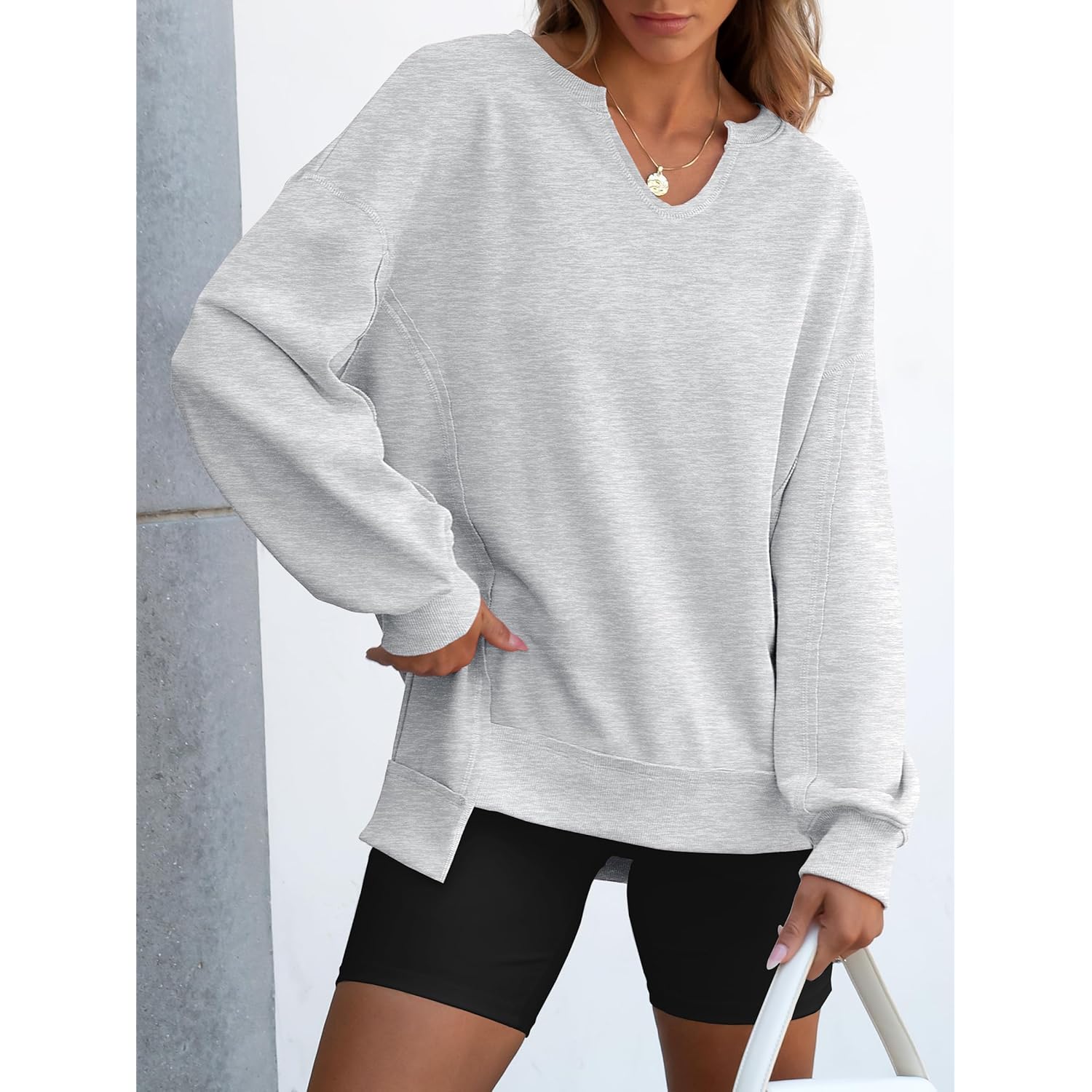 ANRABESS Dam oversized sweatshirt Long Sleeve Tunic Shirts - Image 2