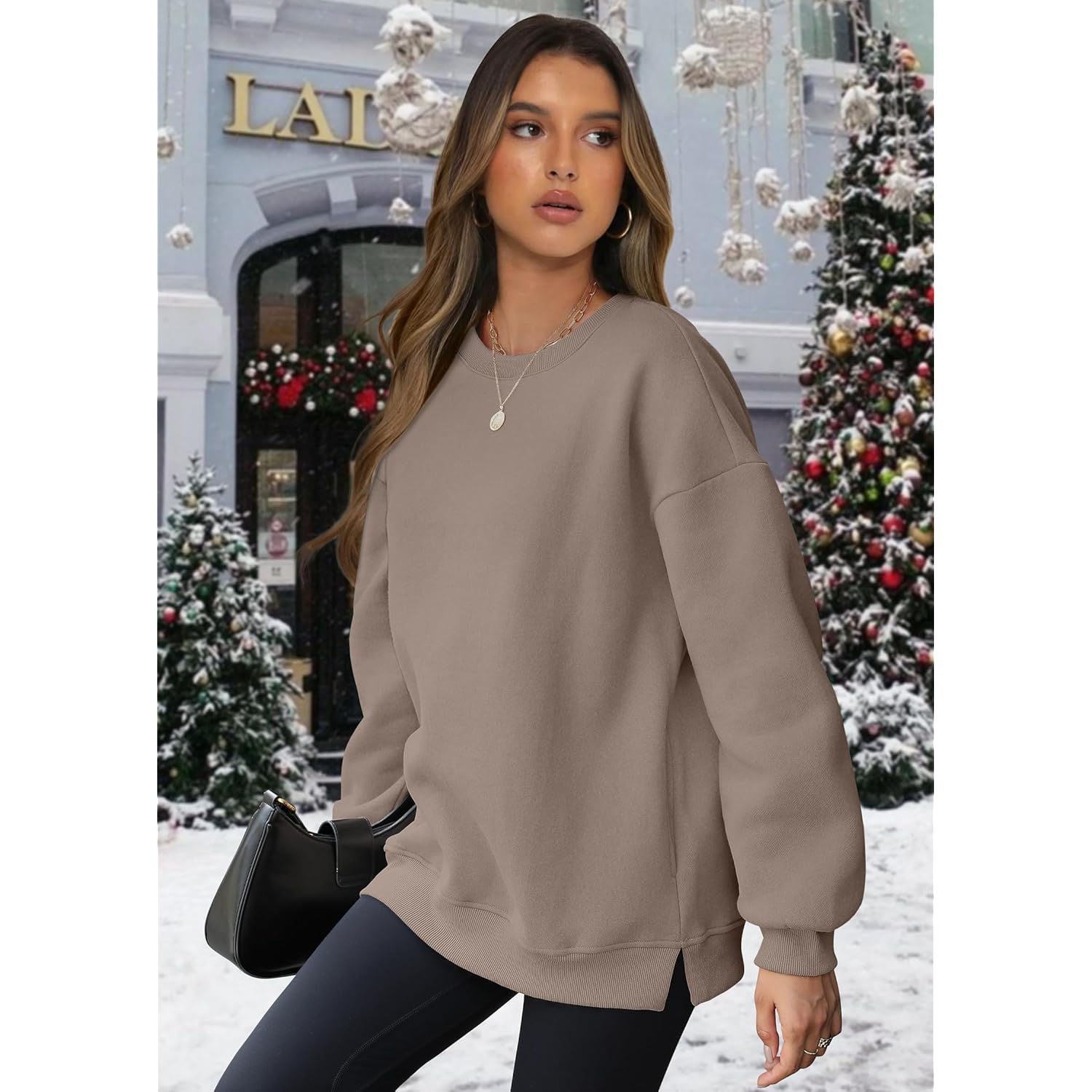WIHOLL Dam oversized sweatshirt Crewneck Long Sleeve Tops - Image 2