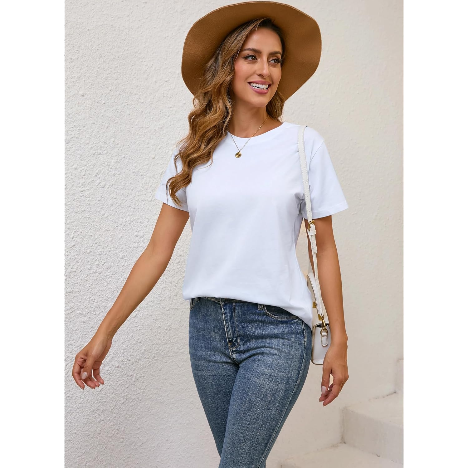 Bomull Basic T skjorta for Dam,rund hals kortärmad - Image 4