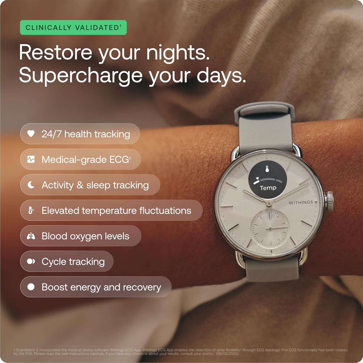 Withings ScanWatch 2 - Hybrid Smart klocka, Heart - Image 3