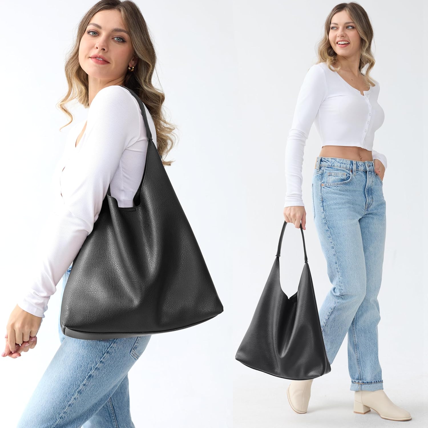 Hobo Bags for Women Soft Vegan läder Shoulder - Image 2