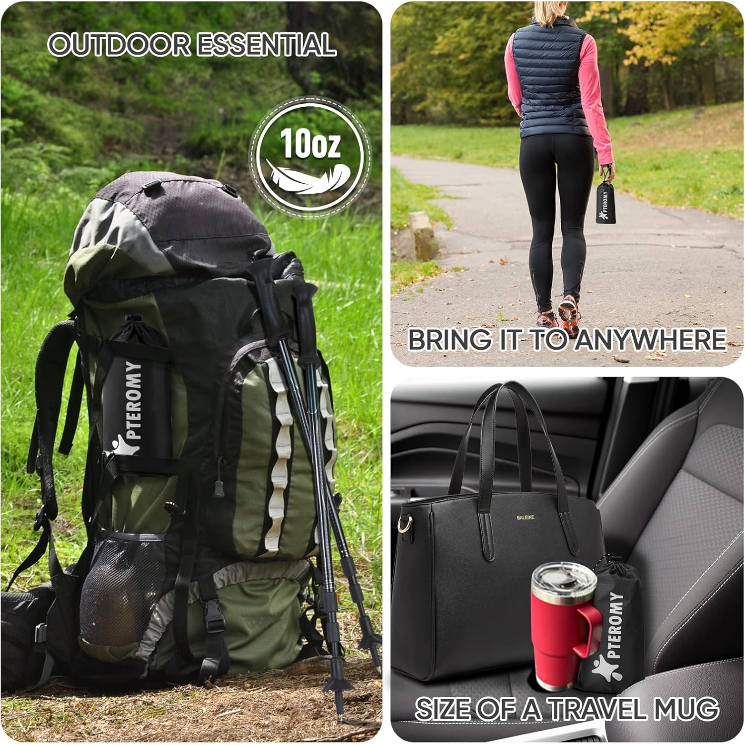 PTEROMY Hooded Rain Poncho for Adult with Pocket, - Image 3