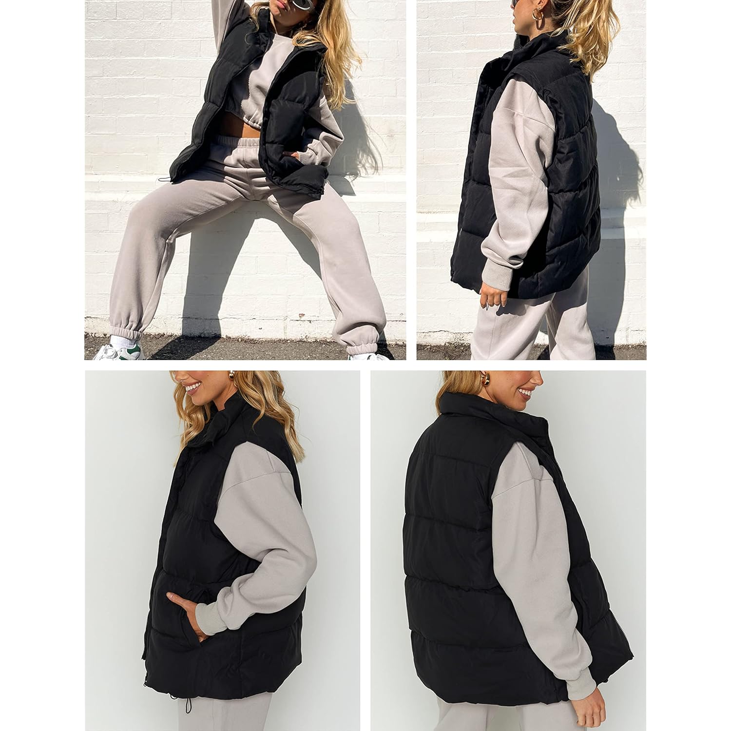 Athlisan Dam Zip Up puffer väst Stand Collar - Image 3