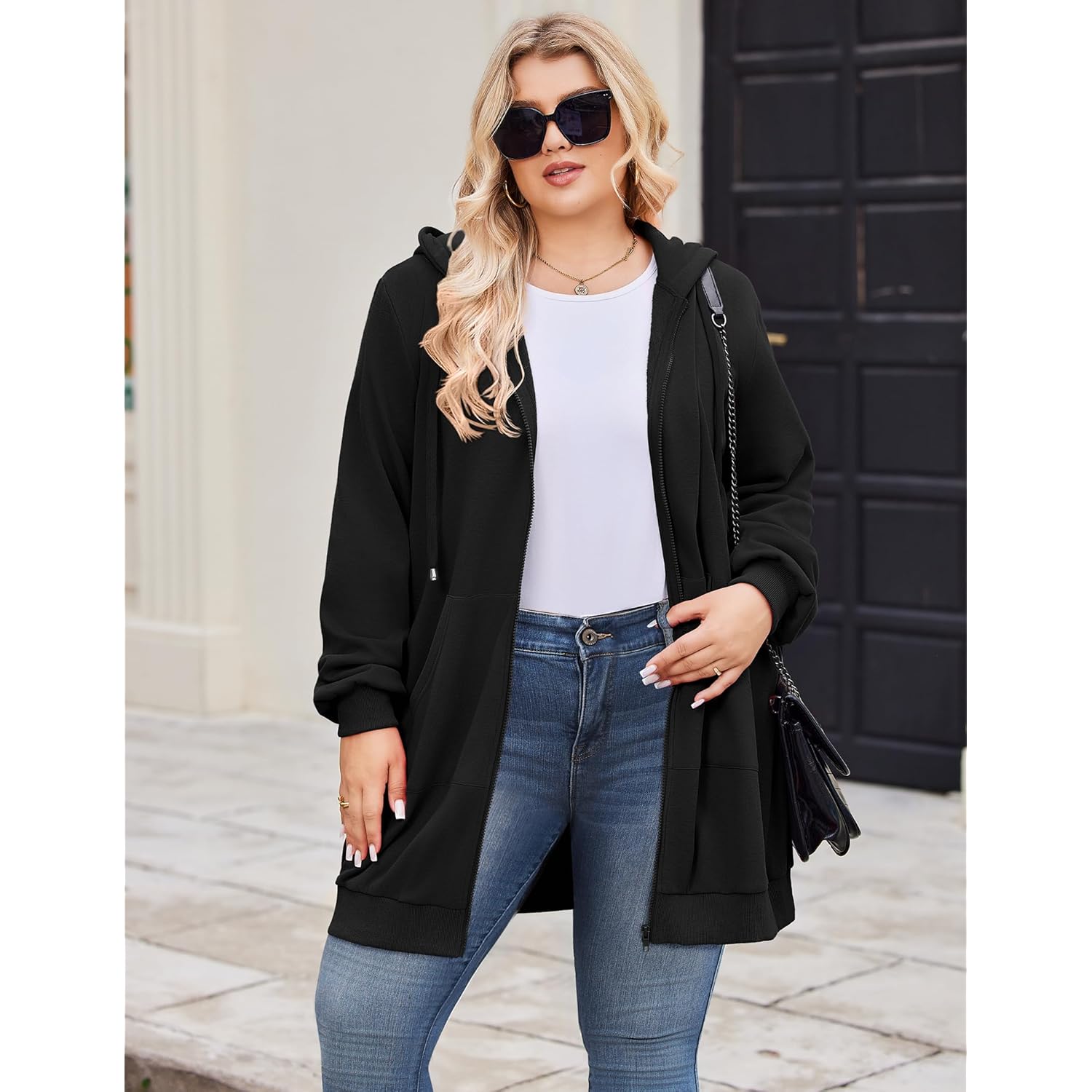 IN'VOLAND Dam Plus Size dragkedja hoodie Long Sleeve - Image 2