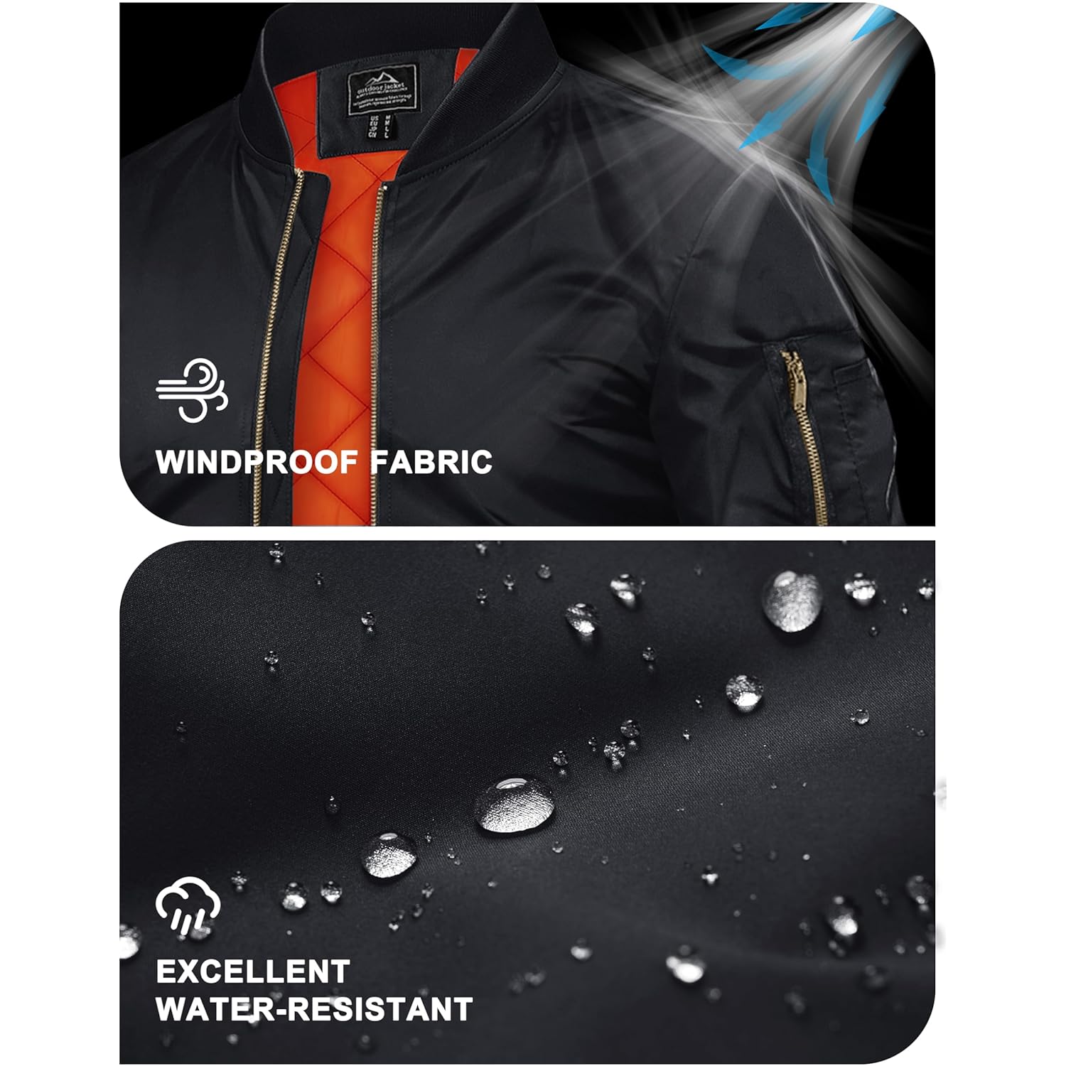 TACVASEN Herr jacka-bomber jacka Fall Winter Warm Windbreaker - Image 2