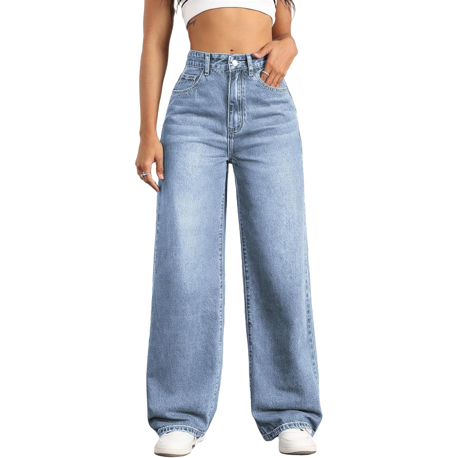 Straight Leg jeans for Women,High Waisted wide leg