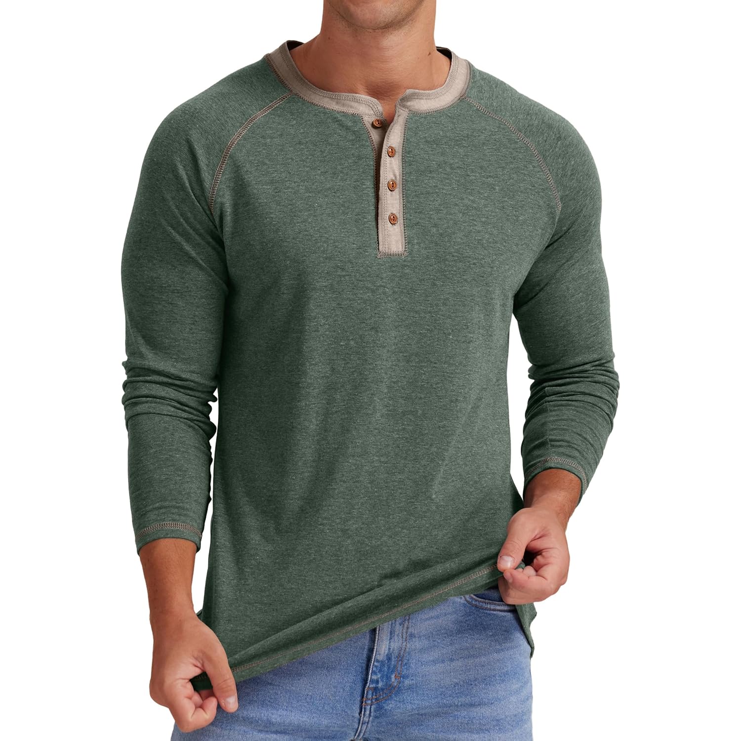 Sailwind Herr Henley Long/kortärmad t‑shirt bomull Casual Shirt - Image 3