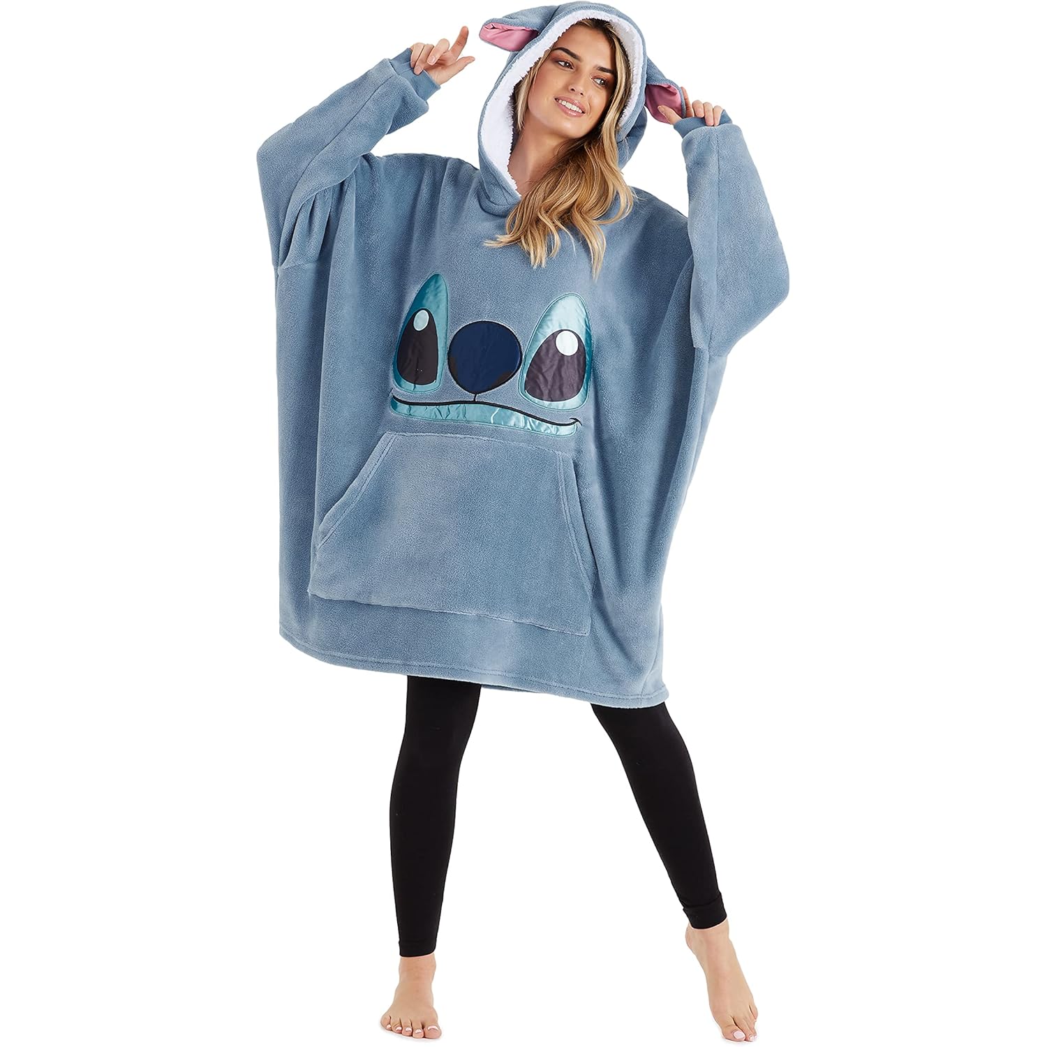 Disney Stitch Blanket hoodie for Dam Warm fleece