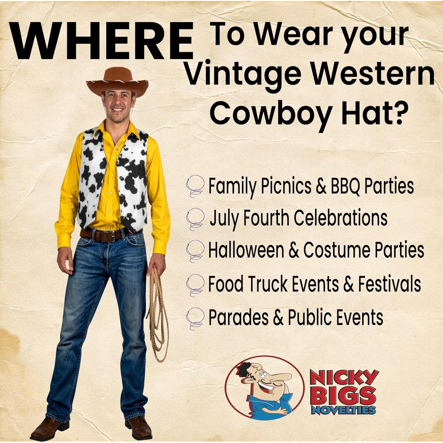 Nicky Bigs Novelties Adult Western Sheriff Costume hatt - Image 4