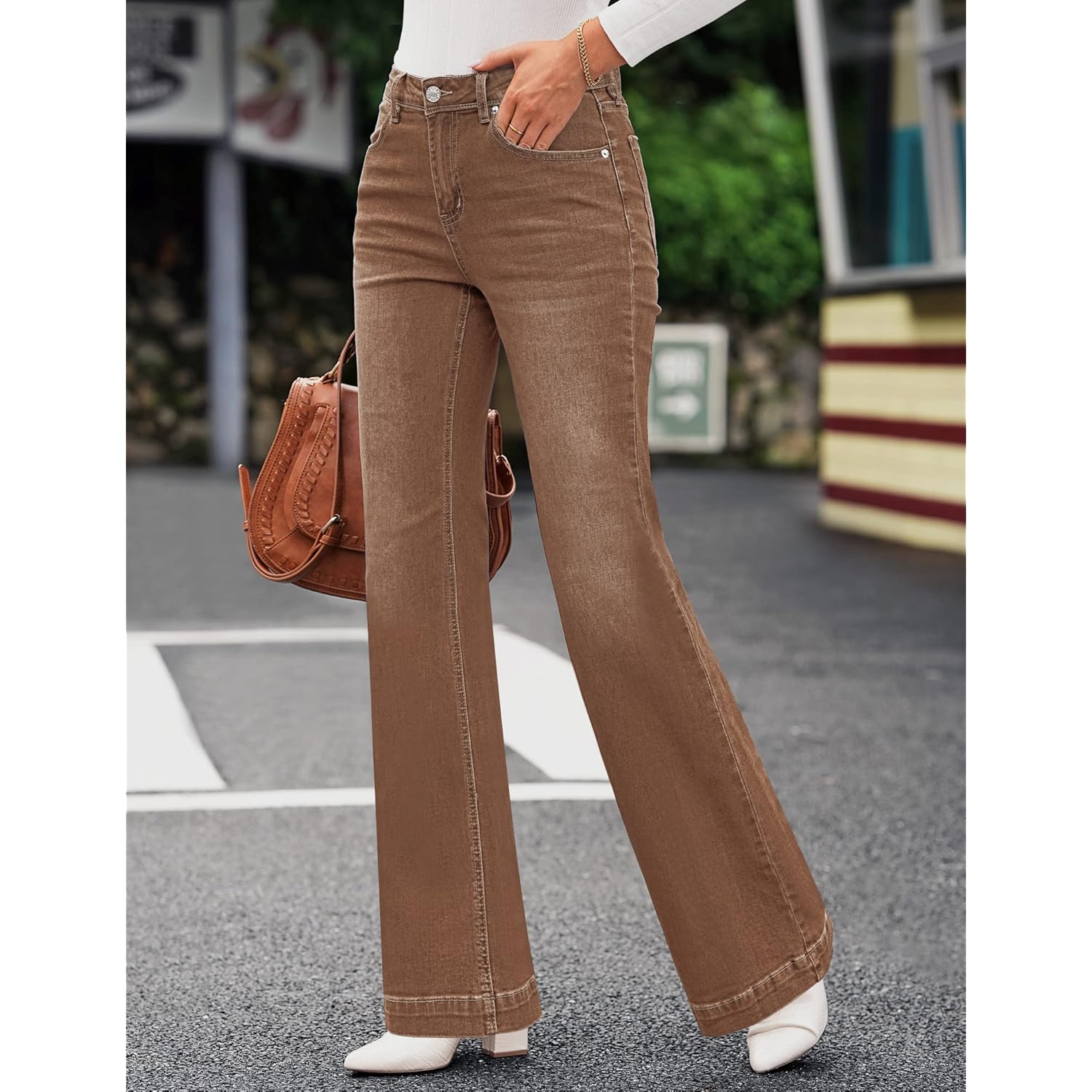 GRAPENT Dam flare jeans High Waisted wide leg - Image 2