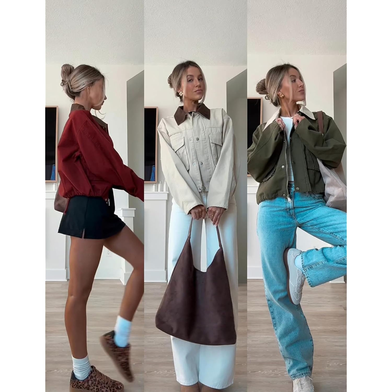 Dam cropped jacka Contrast Collar Utility kappa Cargo - Image 6