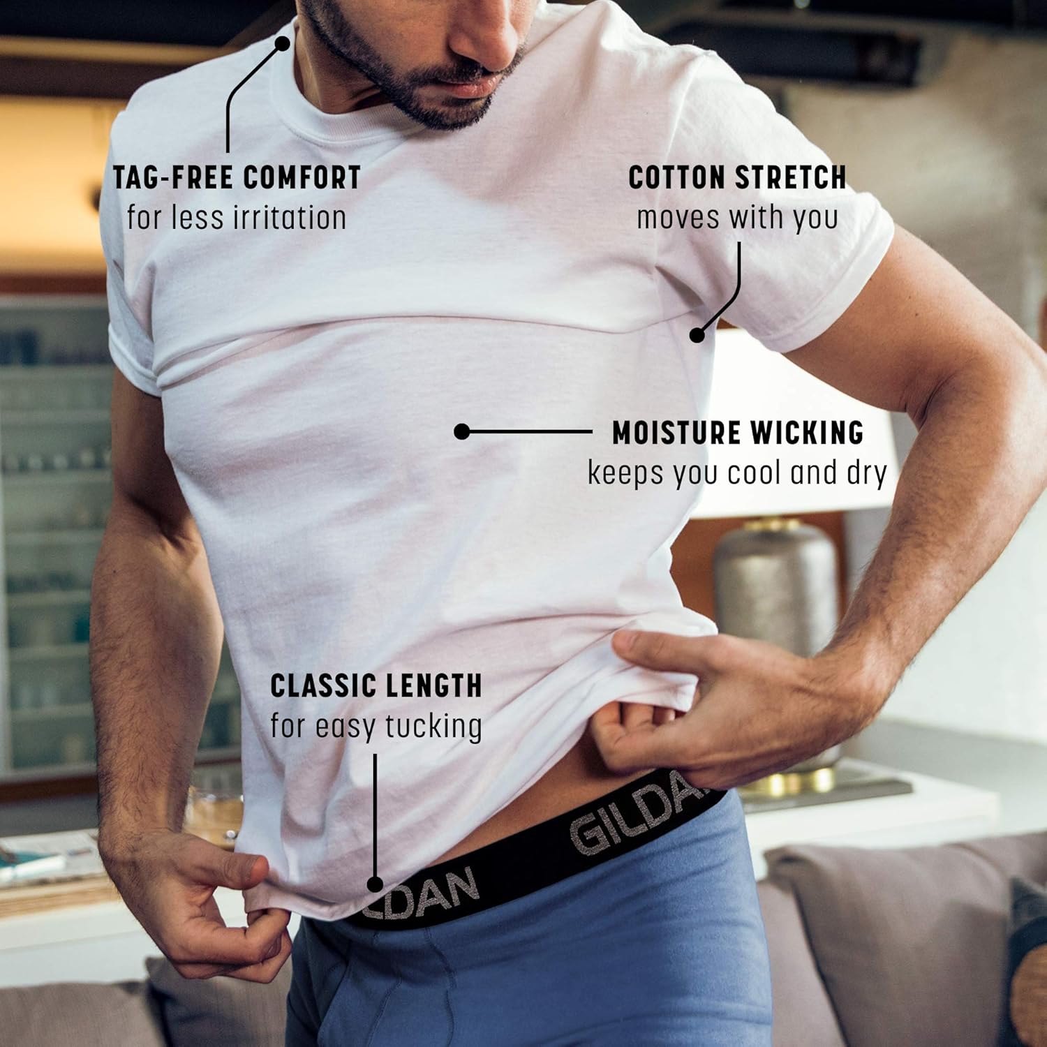 Gildan Herr bomull Stretch t‑shirt, Multipack - Image 2