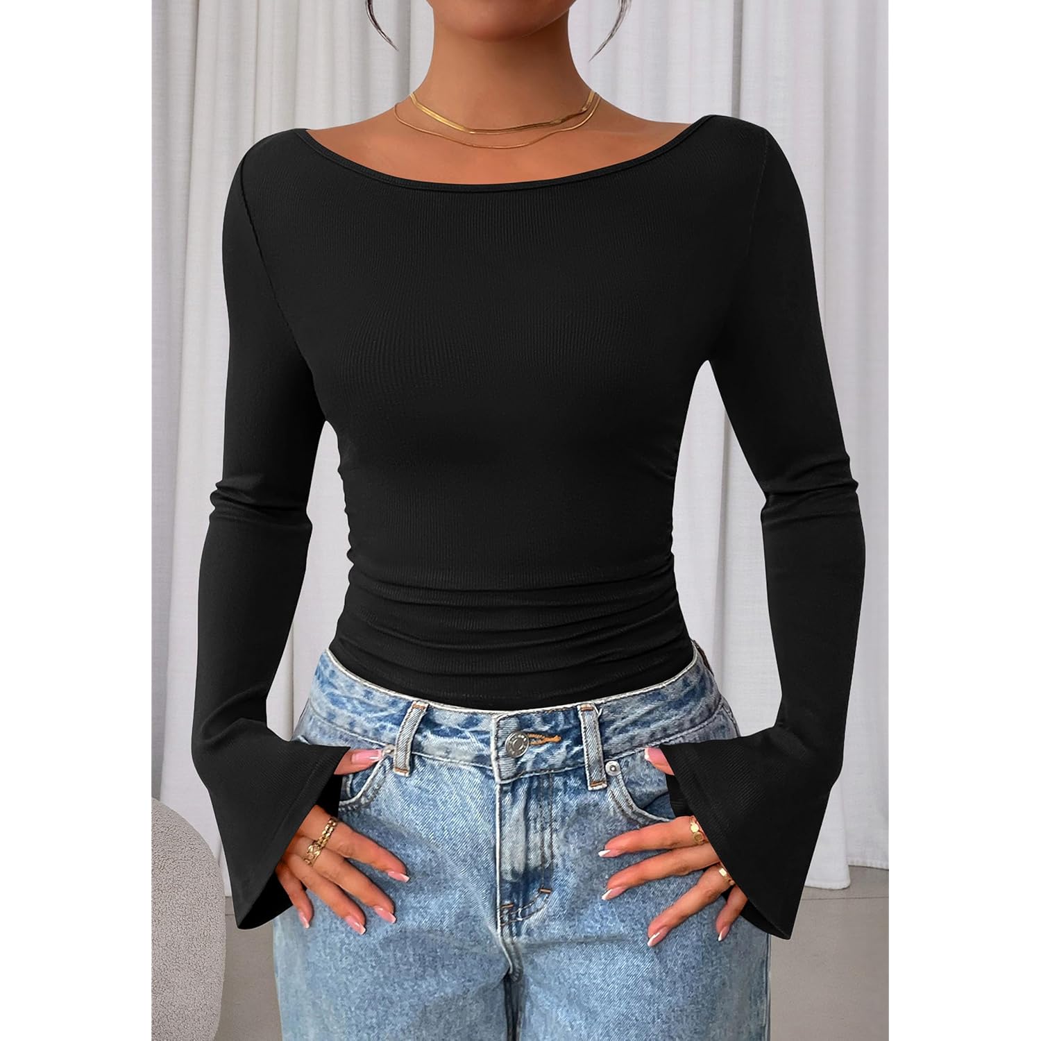 PRETTYGARDEN Dam långärmad skjorta 2025 Fall Crop Going - Image 7