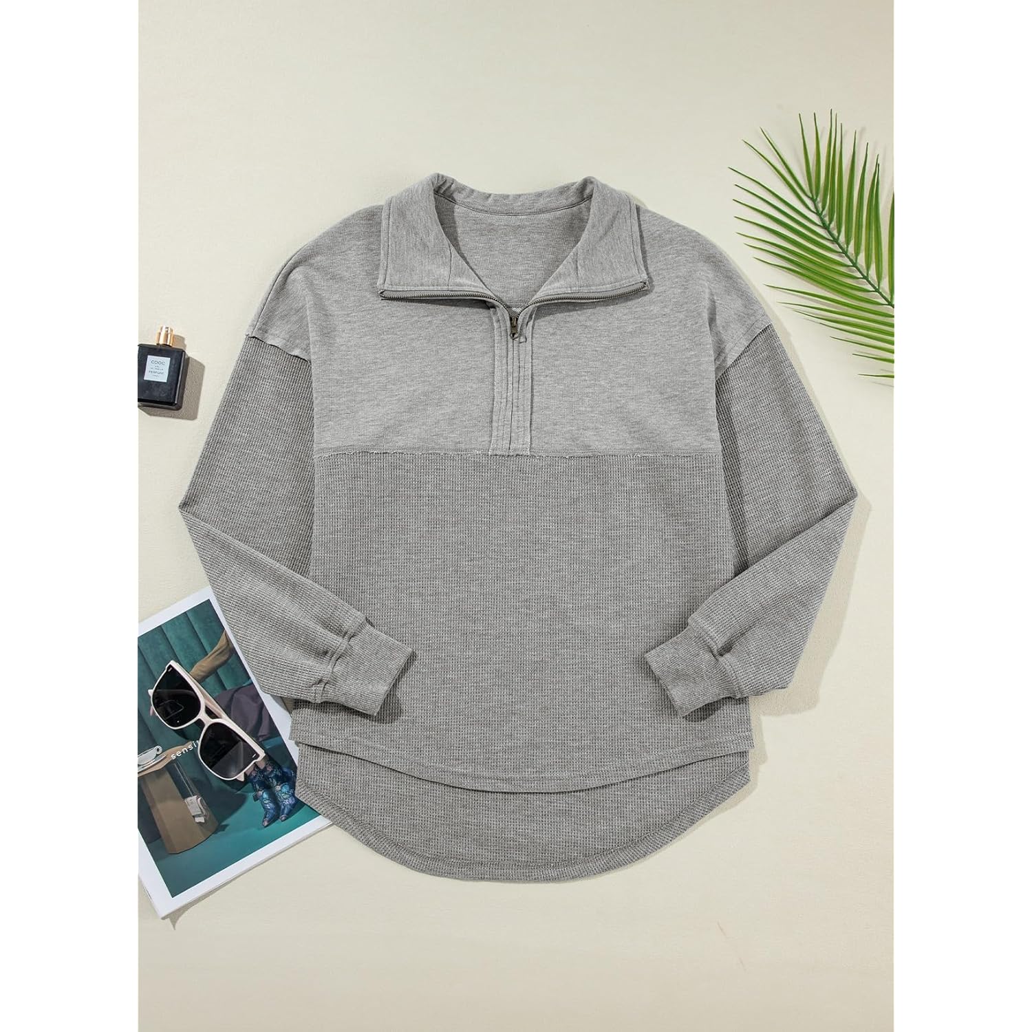 SHEWIN Dam Fall sweatshirt Casual Waffle Knit halv - Image 6