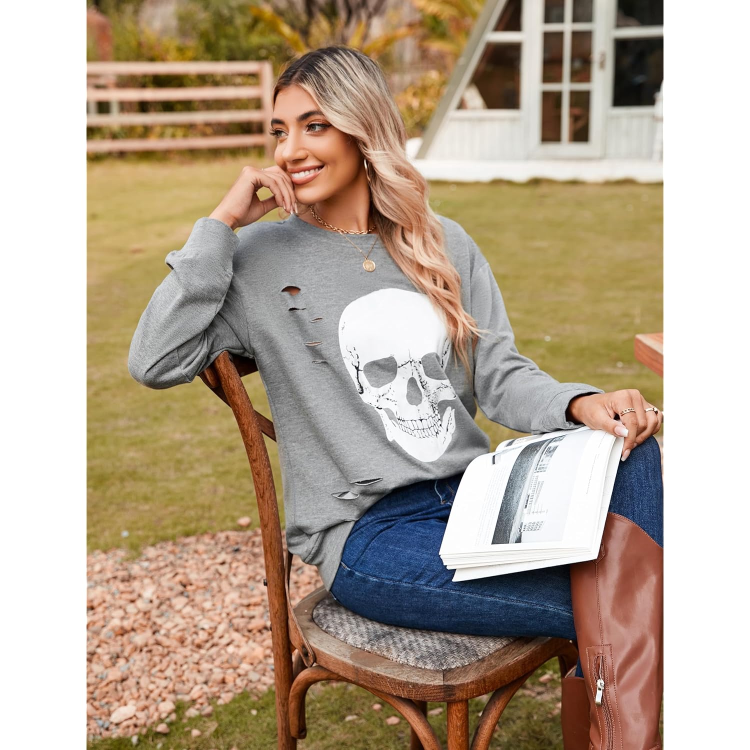 Blooming Jelly Dam Halloween sweatshirt Skull Graphic T - Image 5