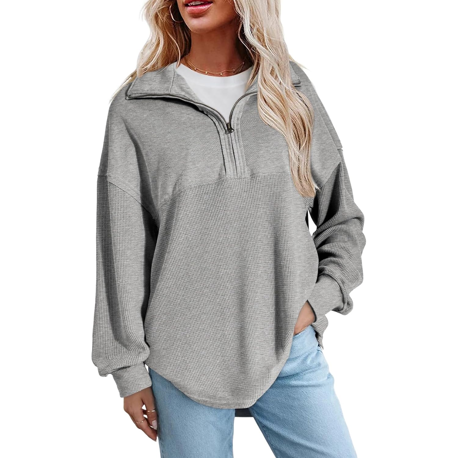 SHEWIN Dam Fall sweatshirt Casual Waffle Knit halv