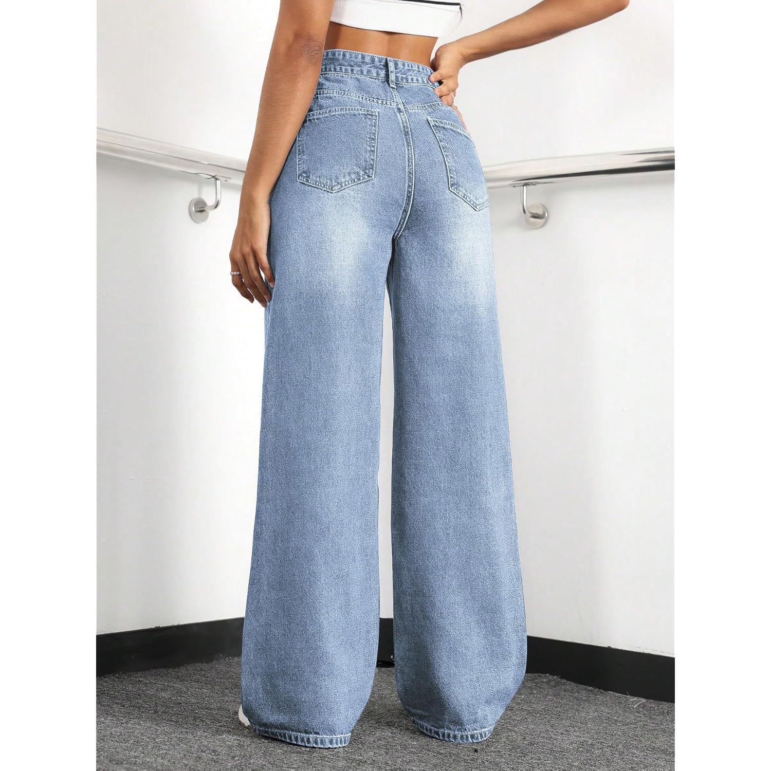 Straight Leg jeans for Women,High Waisted wide leg - Image 2