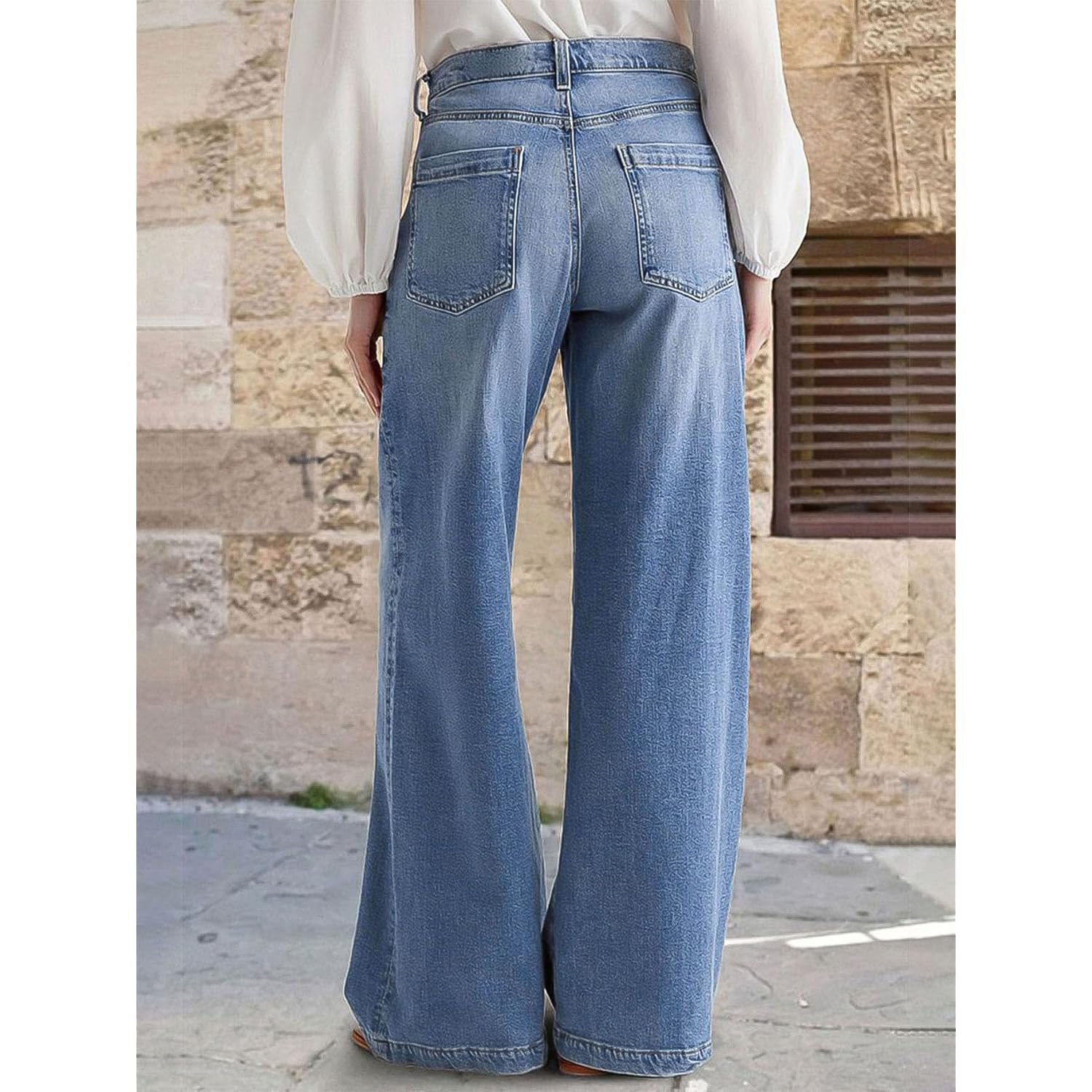 Flamingals wide leg jeans for Women Mid Waist - Image 3