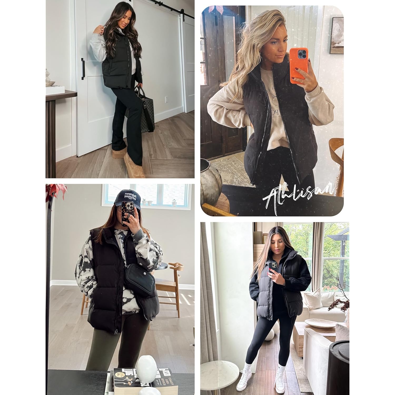 Athlisan Dam Zip Up puffer väst Stand Collar - Image 4