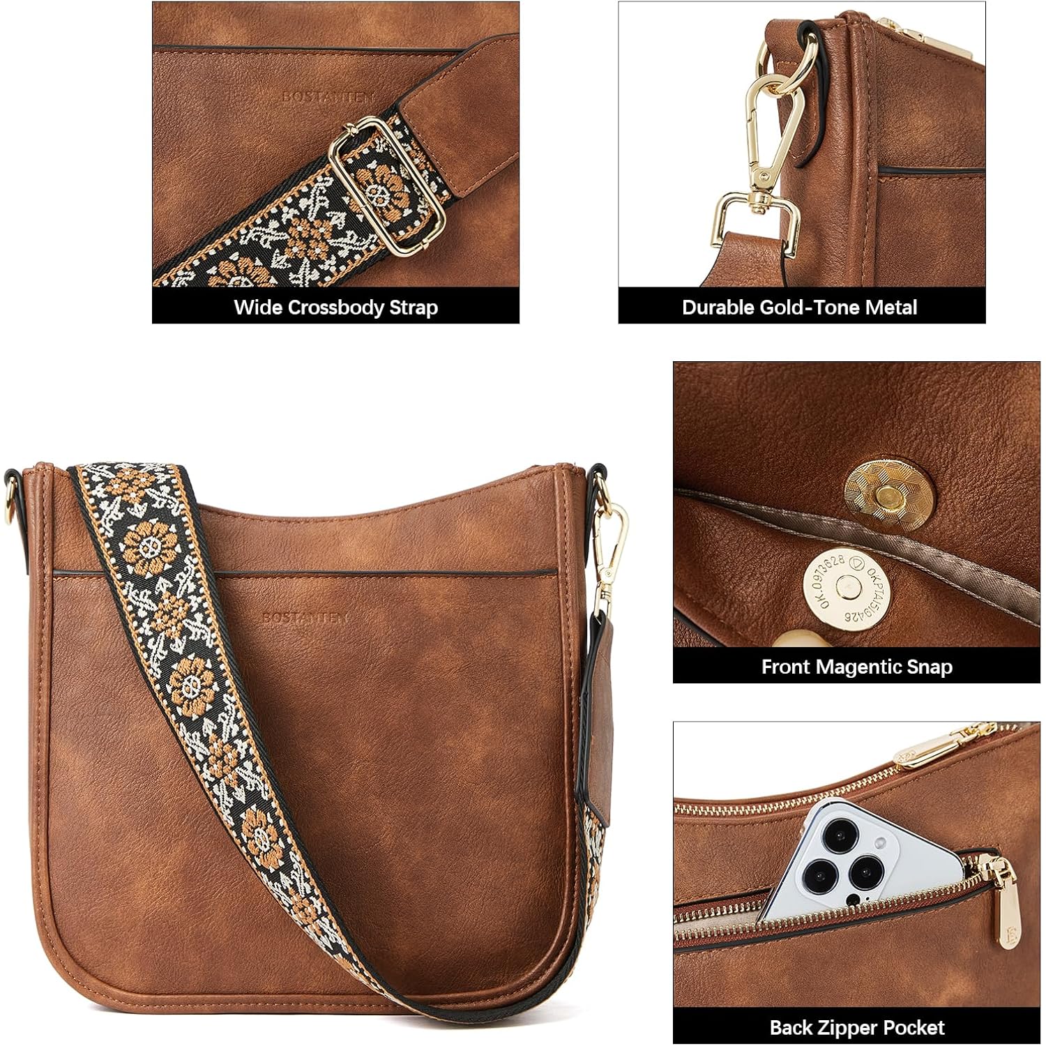 BOSTANTEN crossbody Bags for Women Trendy Vegan läder - Image 5