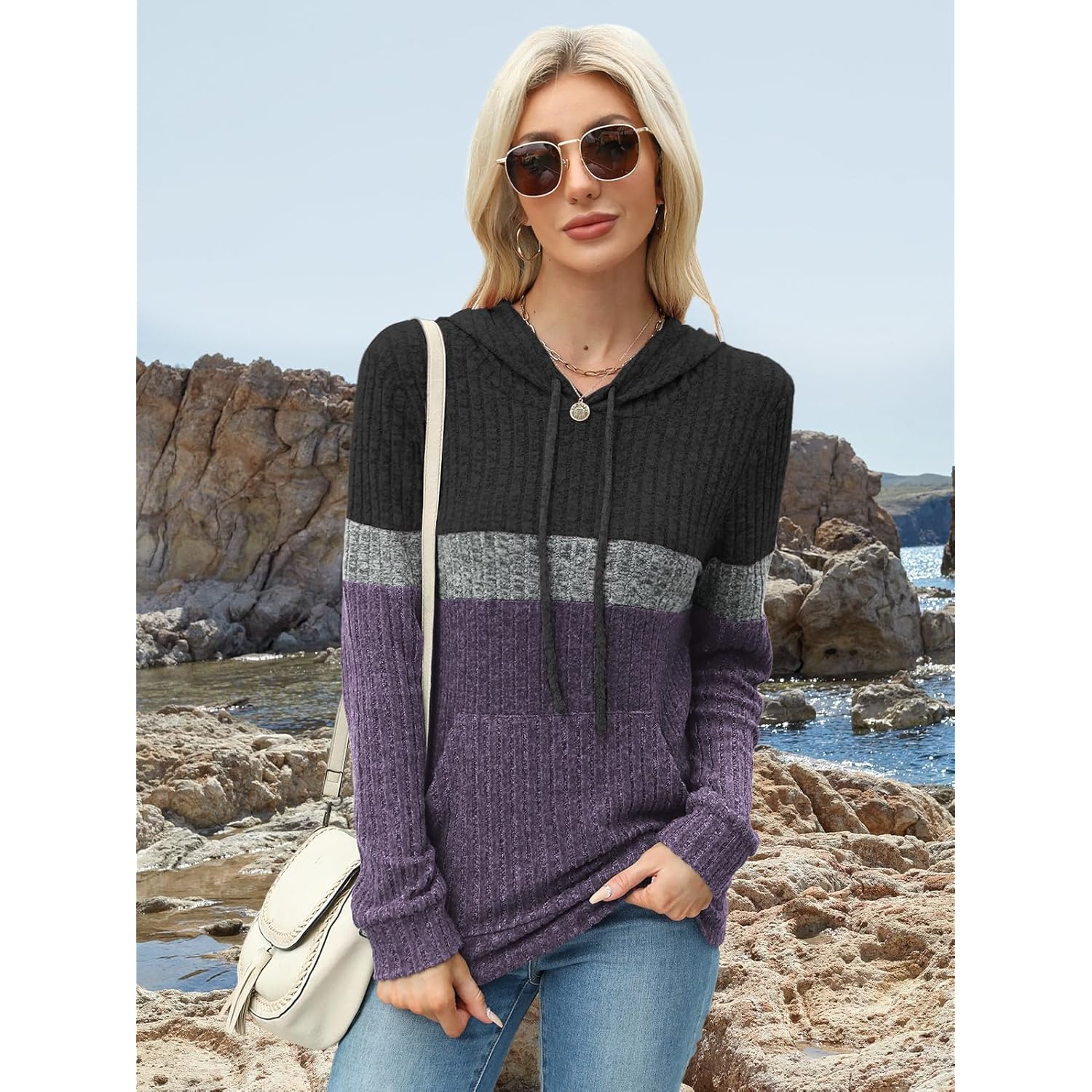MixShe Dam’s Color Block Knit hoodie – Casual - Image 6