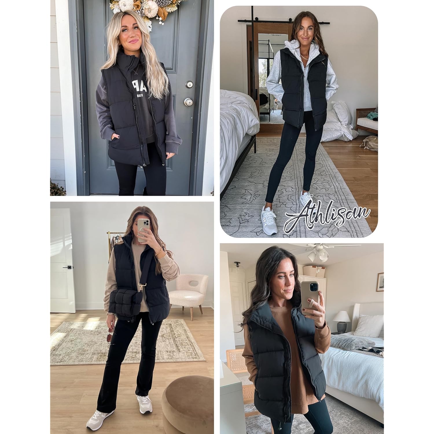 Athlisan Dam Zip Up puffer väst Stand Collar - Image 6