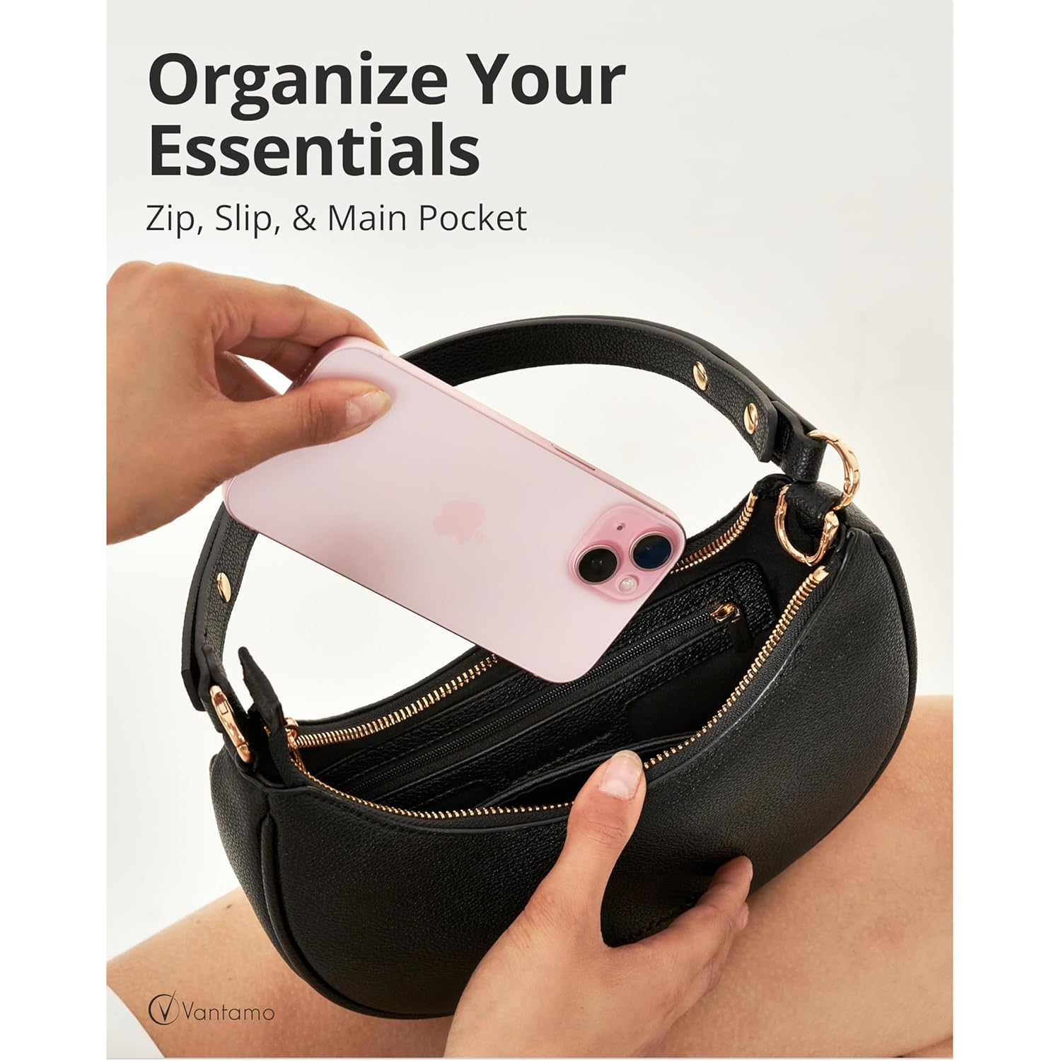 Vantamo Crescent Bags For Women with RFID Protection, - Image 4