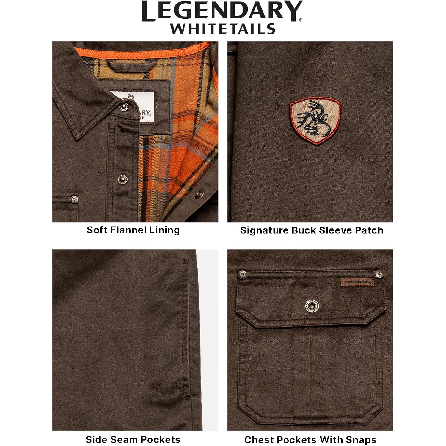 Legendary Whitetails Herr Flannel Lined Shirt jacka Waxed - Image 4