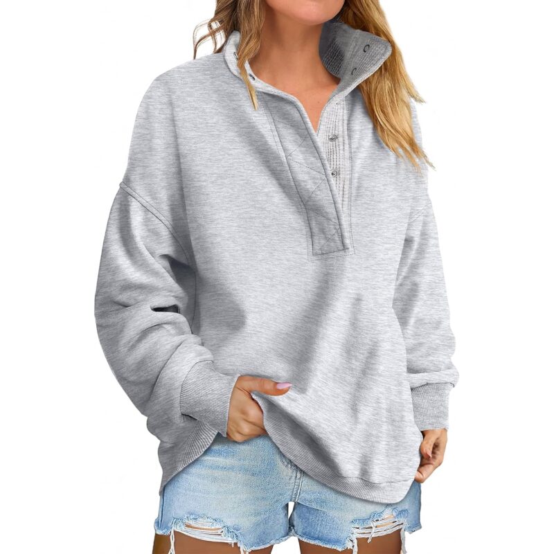 ANRABESS Dam oversized sweatshirt Long Sleeve Henley pullover