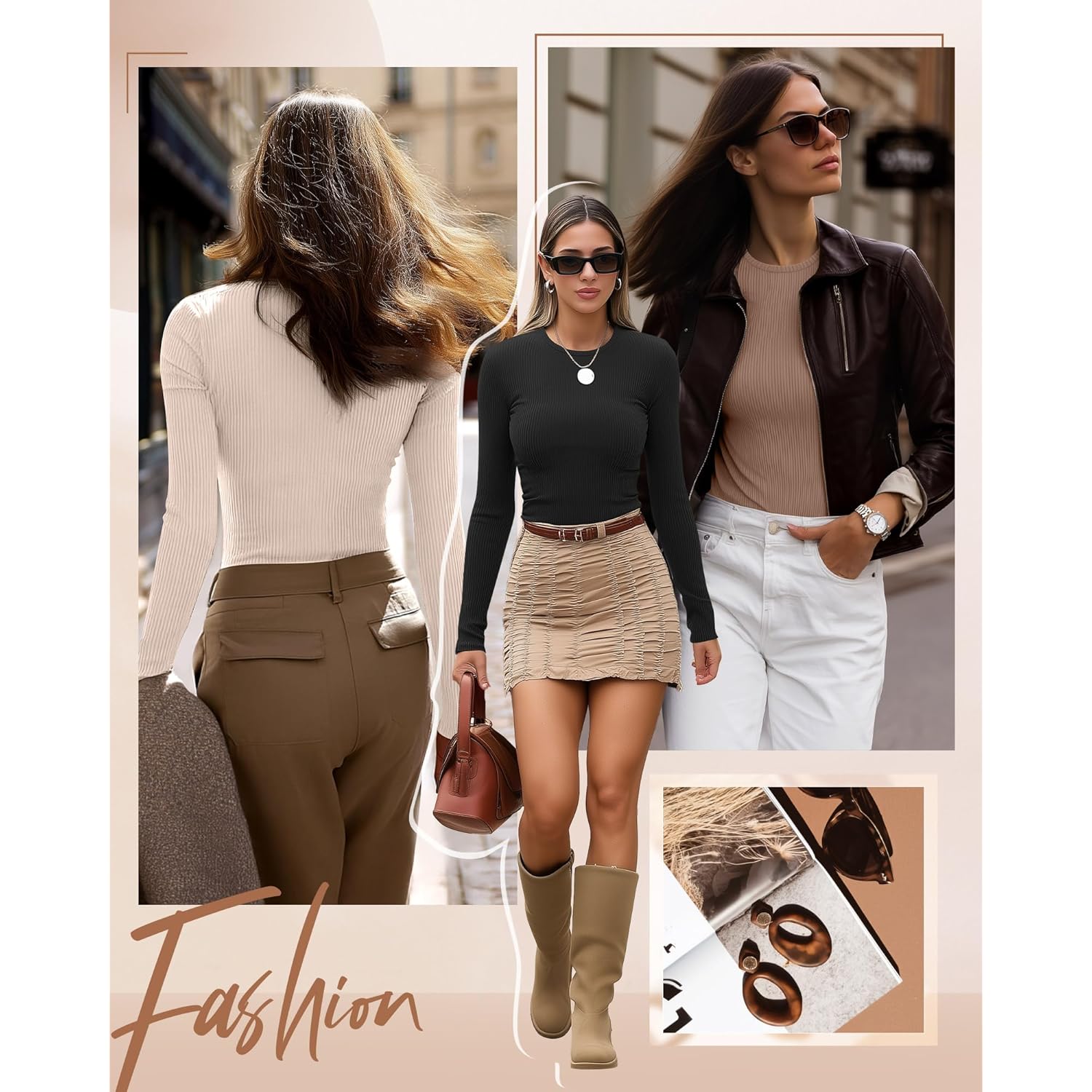 Ficerd 3 Pack Dam ribb långärmad topp, rund - Image 5