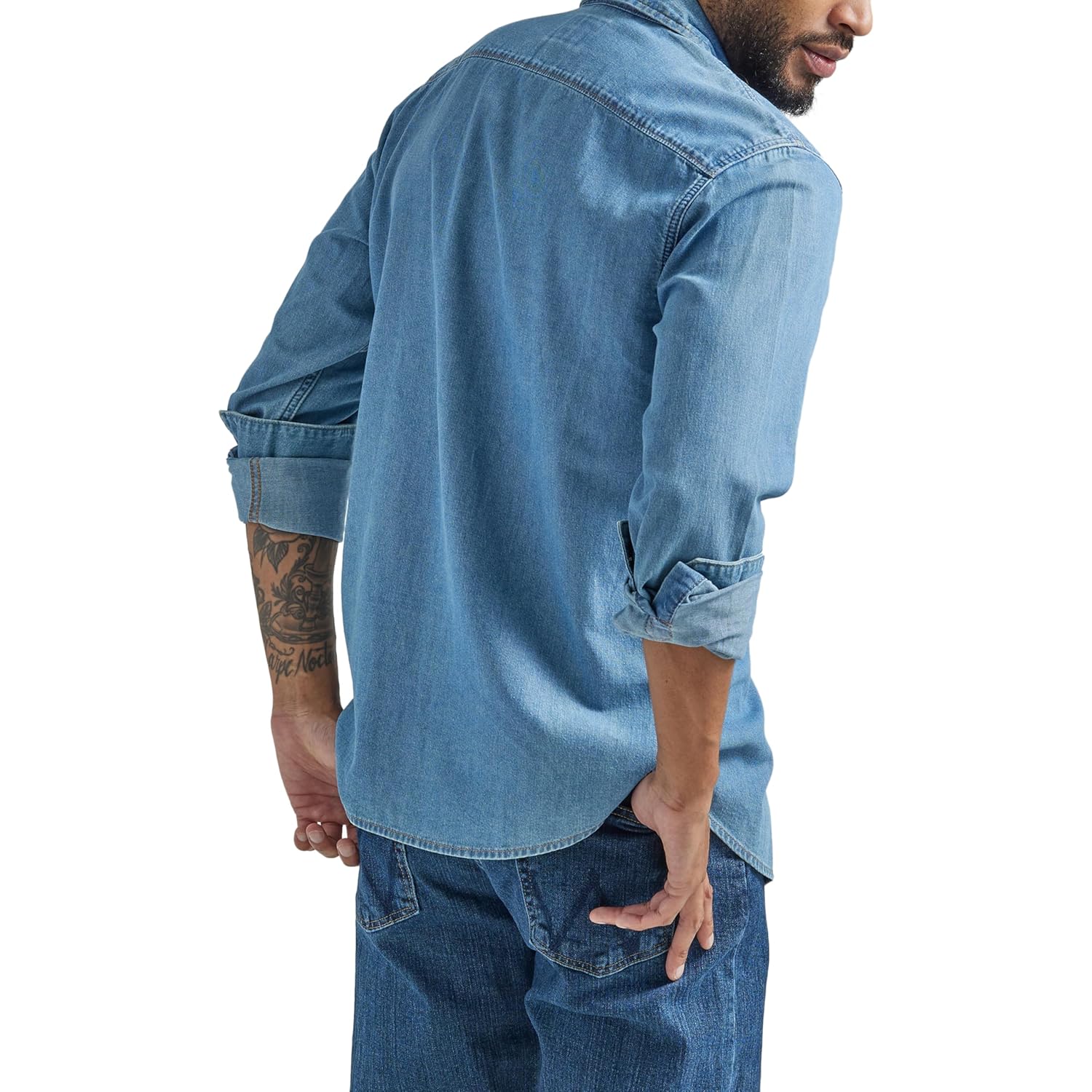 Wrangler Herr Iconic denim regular fit Snap skjorta - Image 2