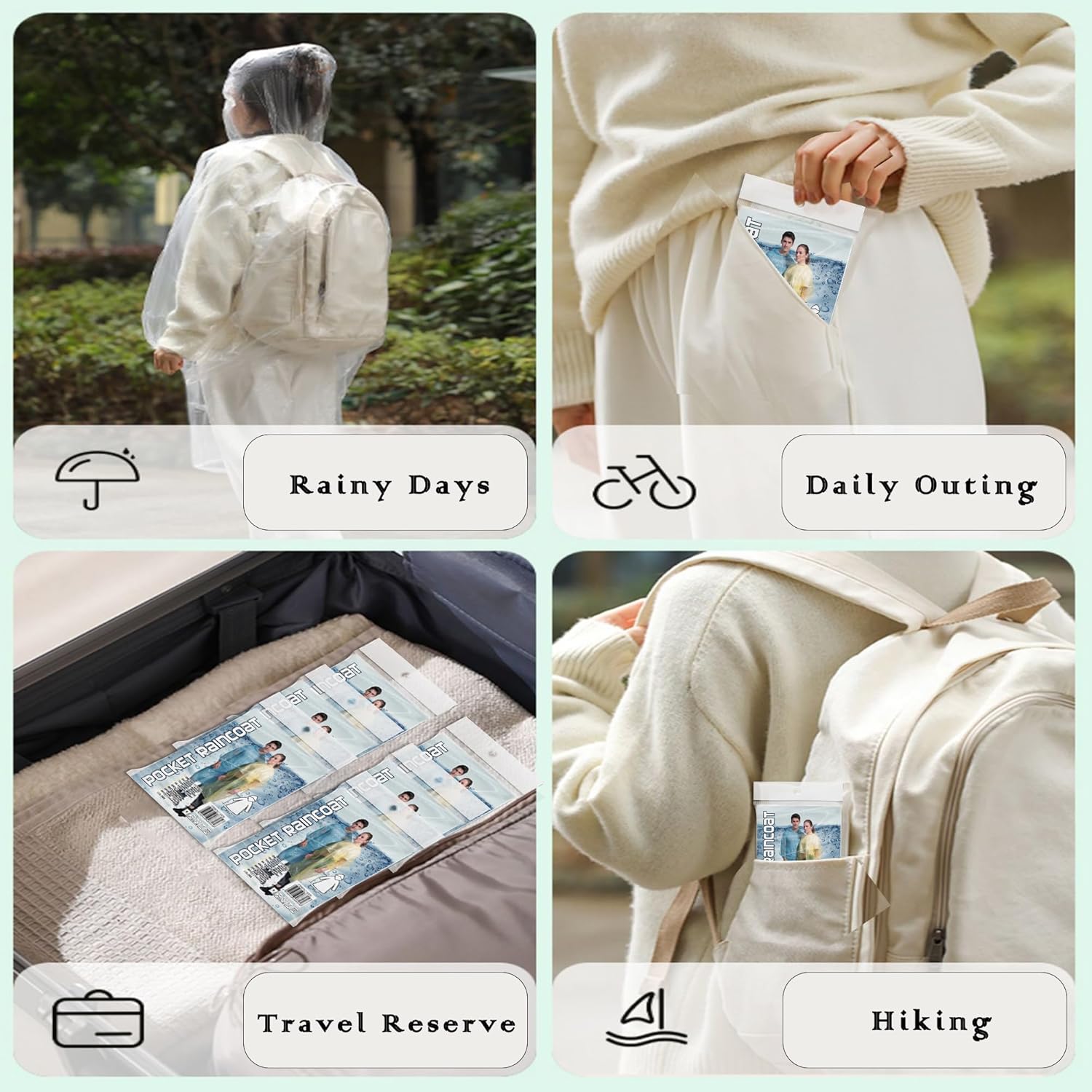 10 Pack Disposable Rain Ponchos for Adults, Card-Sized - Image 4