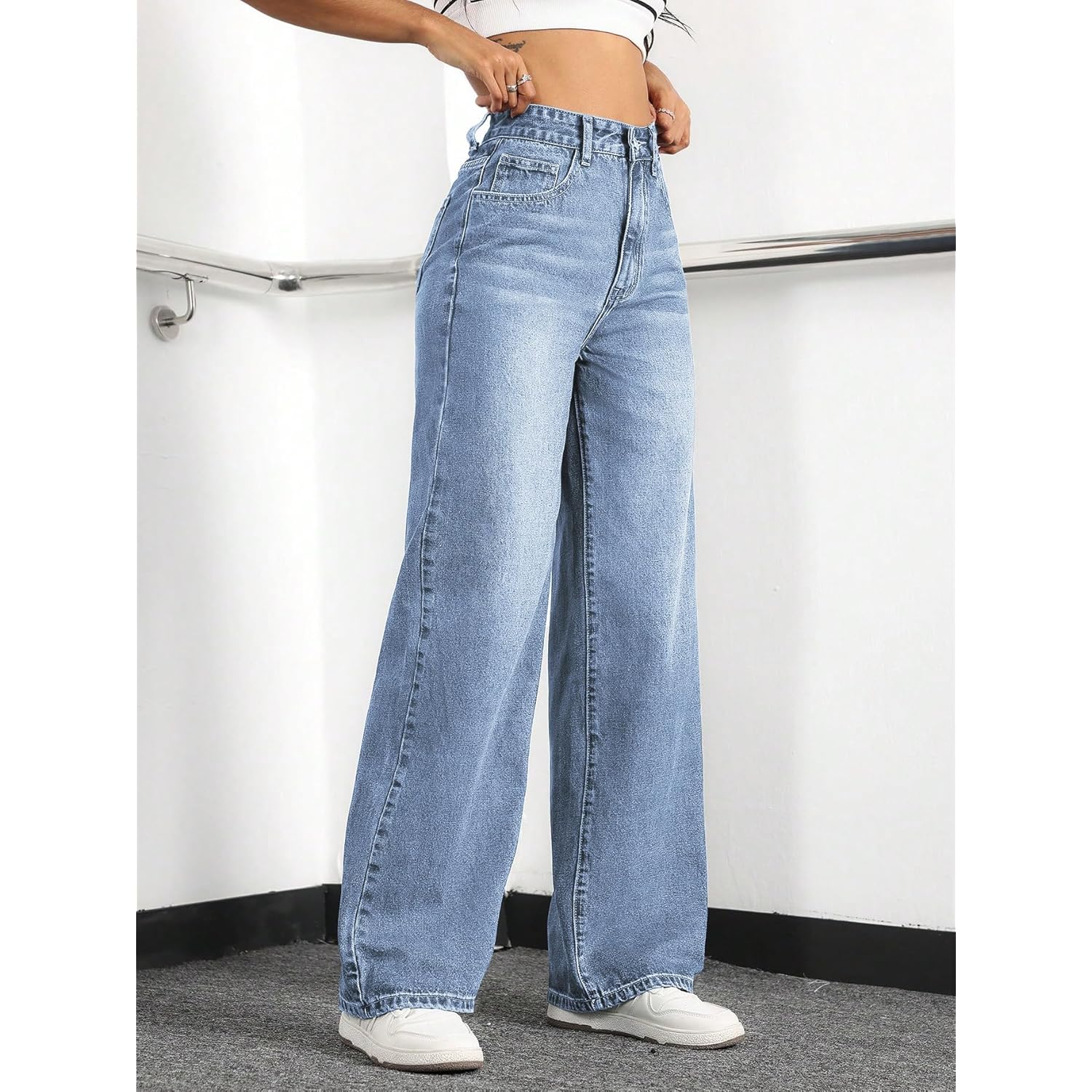 Straight Leg jeans for Women,High Waisted wide leg - Image 3