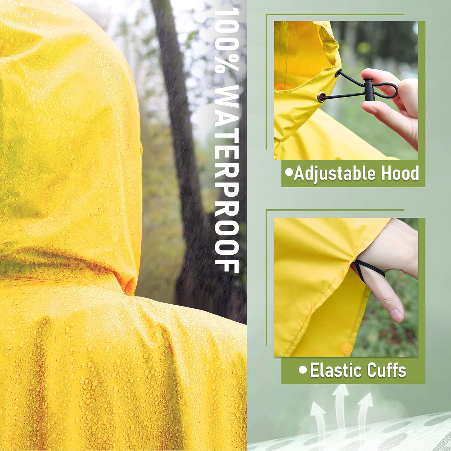 SaphiRose Unisex Rain Poncho Raincoat Hooded for Adults - Image 3