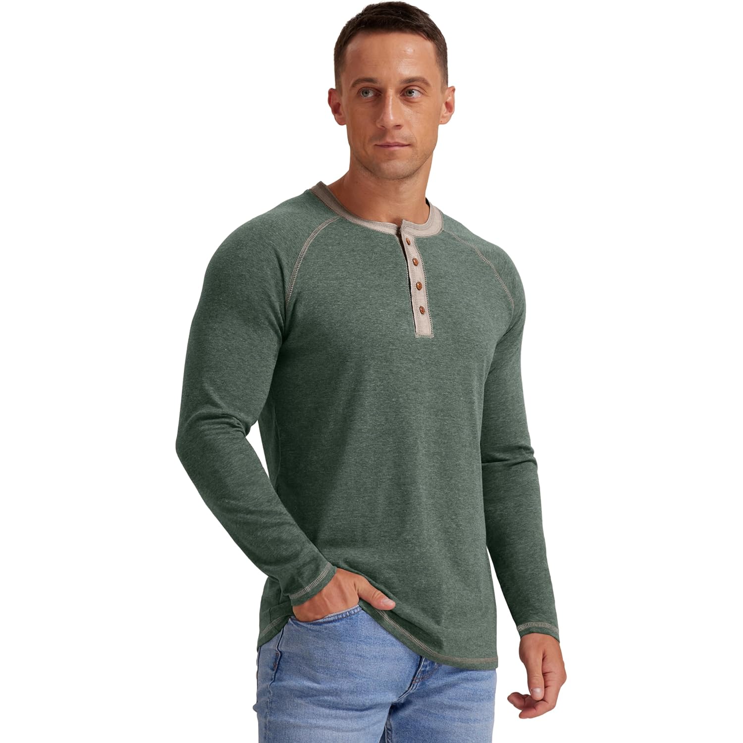 Sailwind Herr Henley Long/kortärmad t‑shirt bomull Casual Shirt - Image 4
