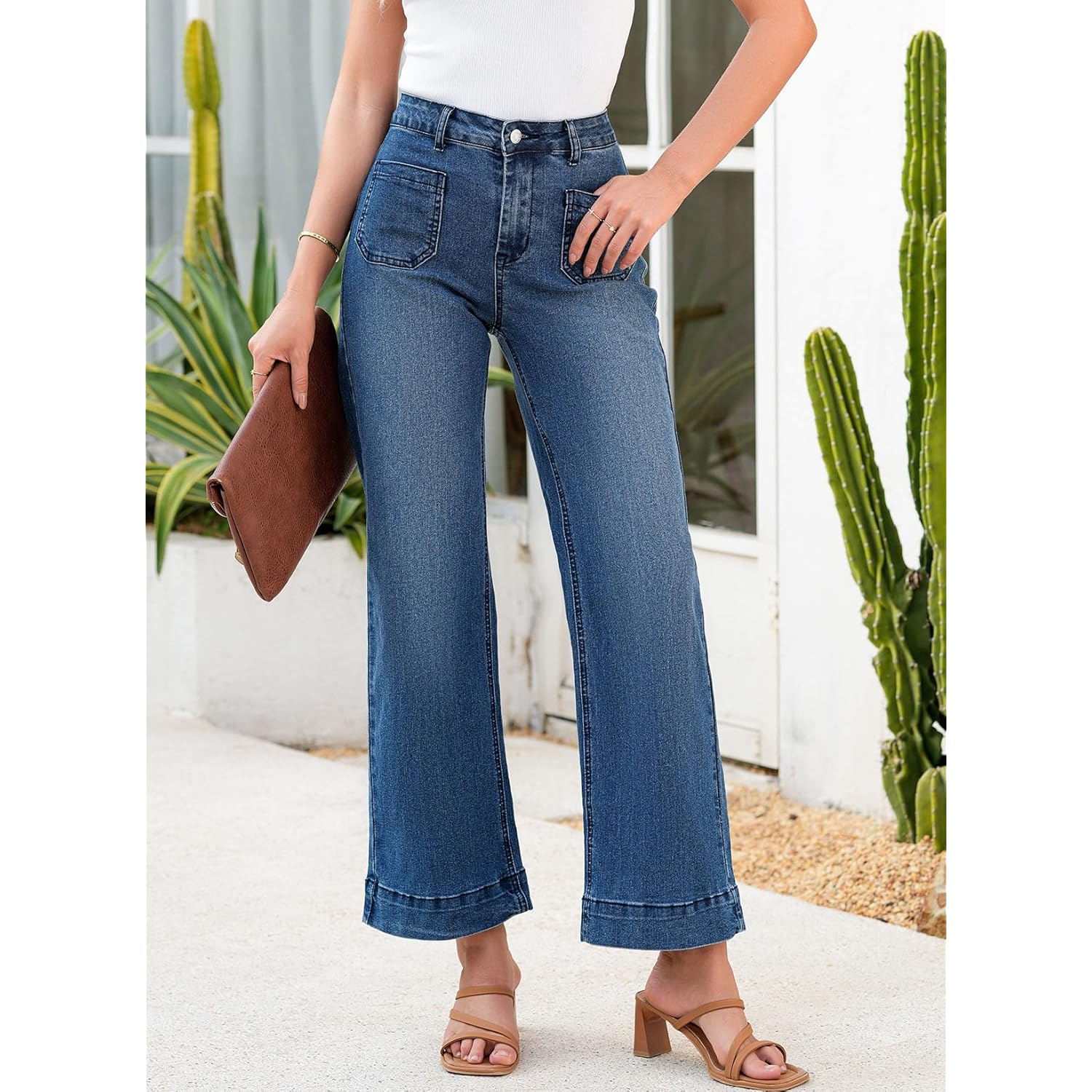 Astylish Dam wide leg jeans High Waisted Stretchy - Image 5