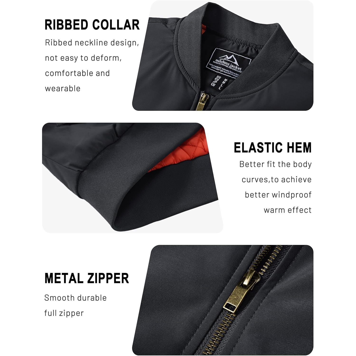 TACVASEN Herr jacka-bomber jacka Fall Winter Warm Windbreaker - Image 6