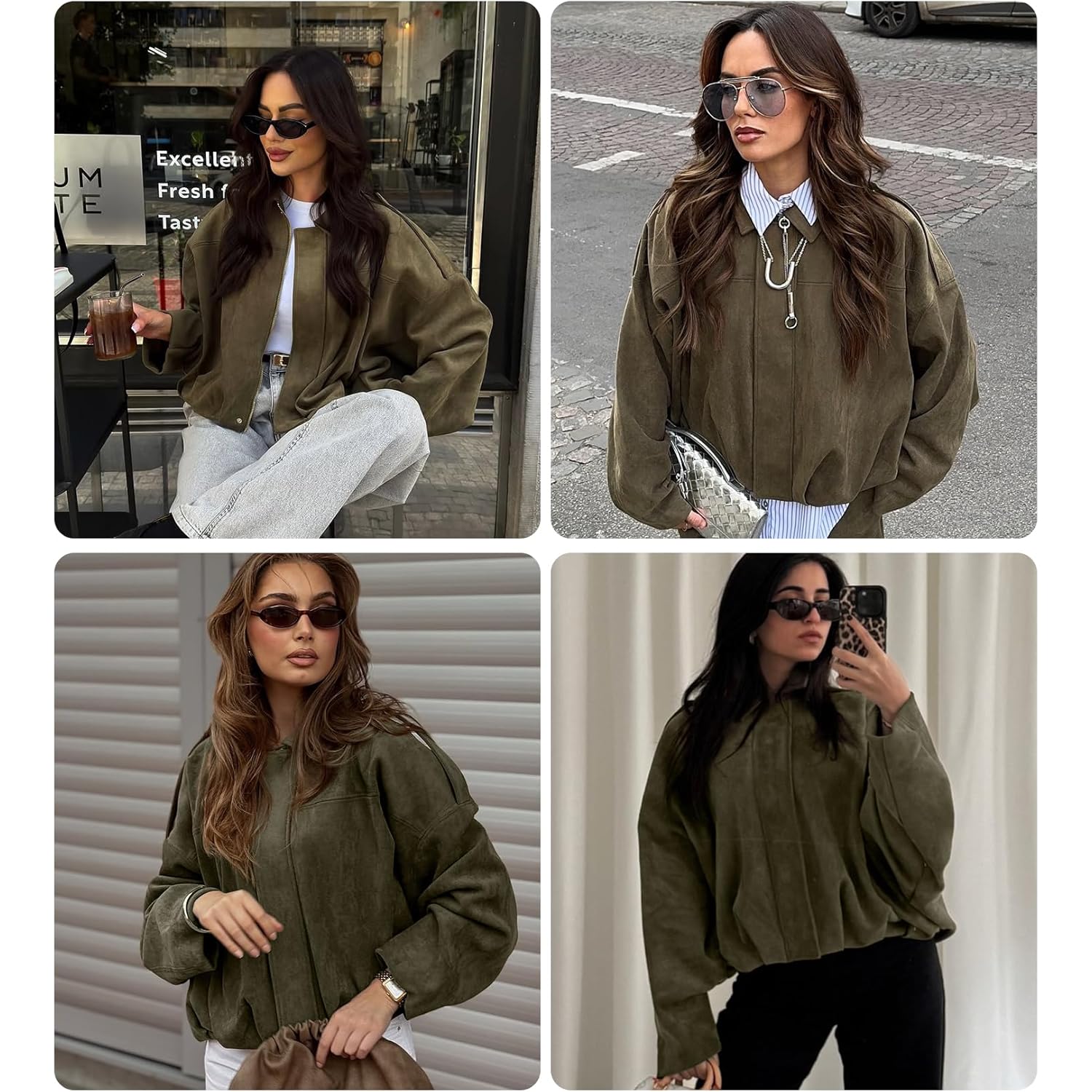 Dam Faux Suede bomber jacka Casual Lapel Pilot - Image 6