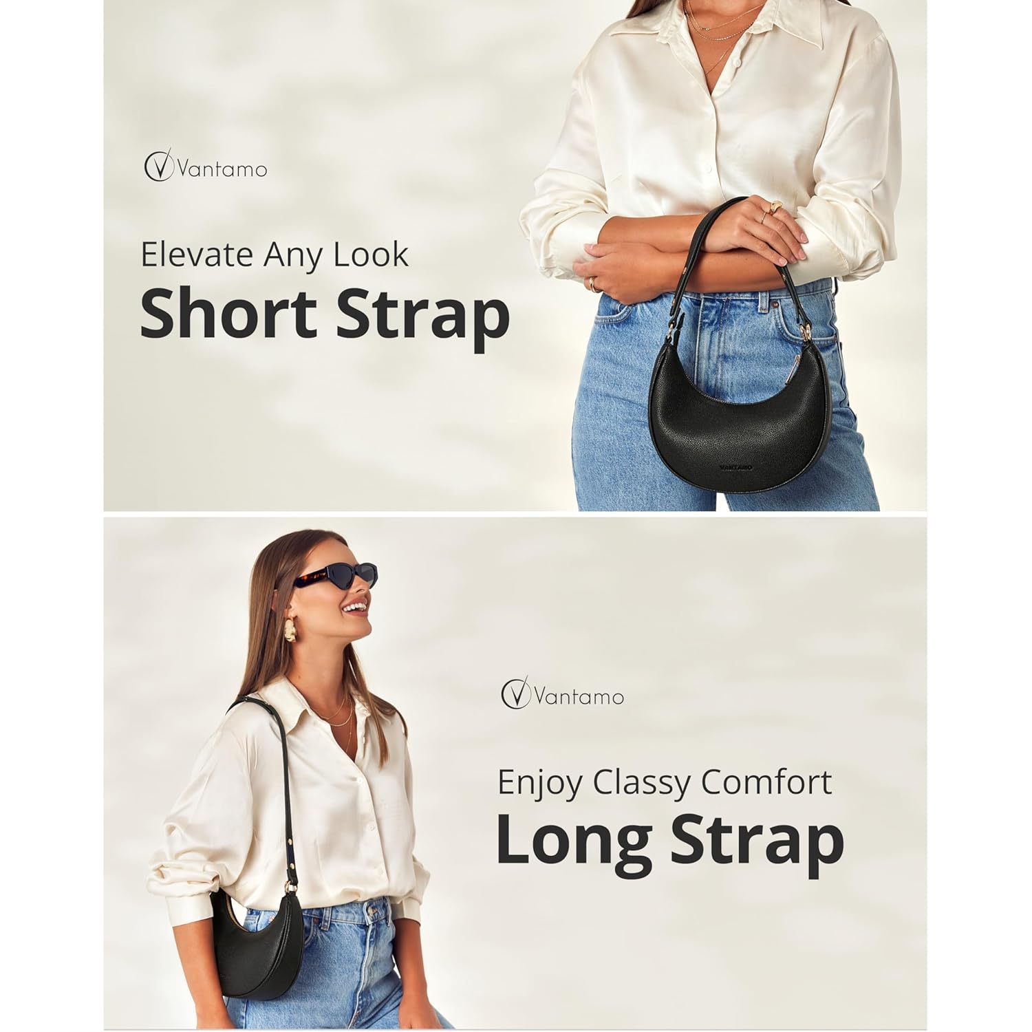 Vantamo Crescent Bags For Women with RFID Protection, - Image 3