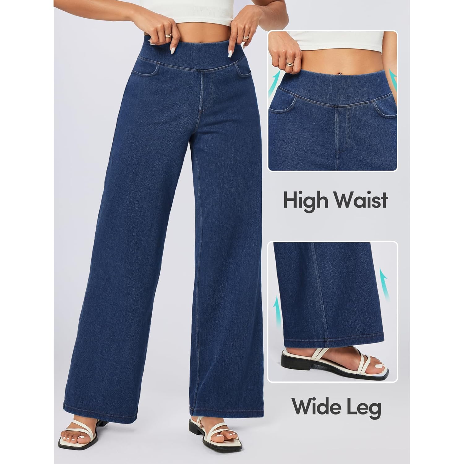 IUGA wide leg jeans Woman High Waisted Pull - Image 4