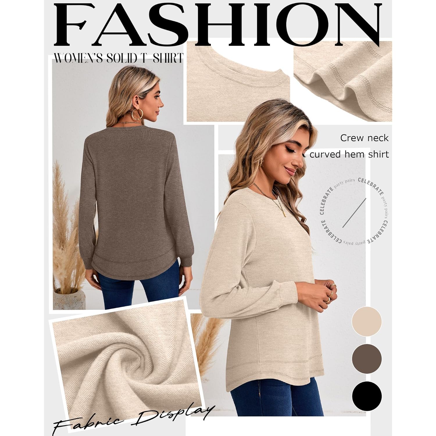 Ficerd 3 Pack Dam Long Sleeve Shirts, bomull - Image 4