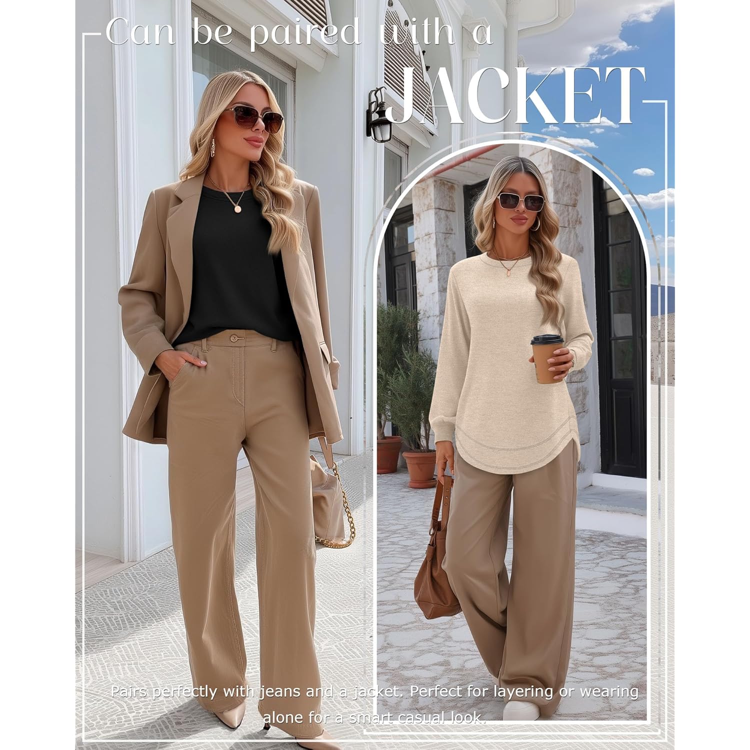 Ficerd 3 Pack Dam Long Sleeve Shirts, bomull - Image 3