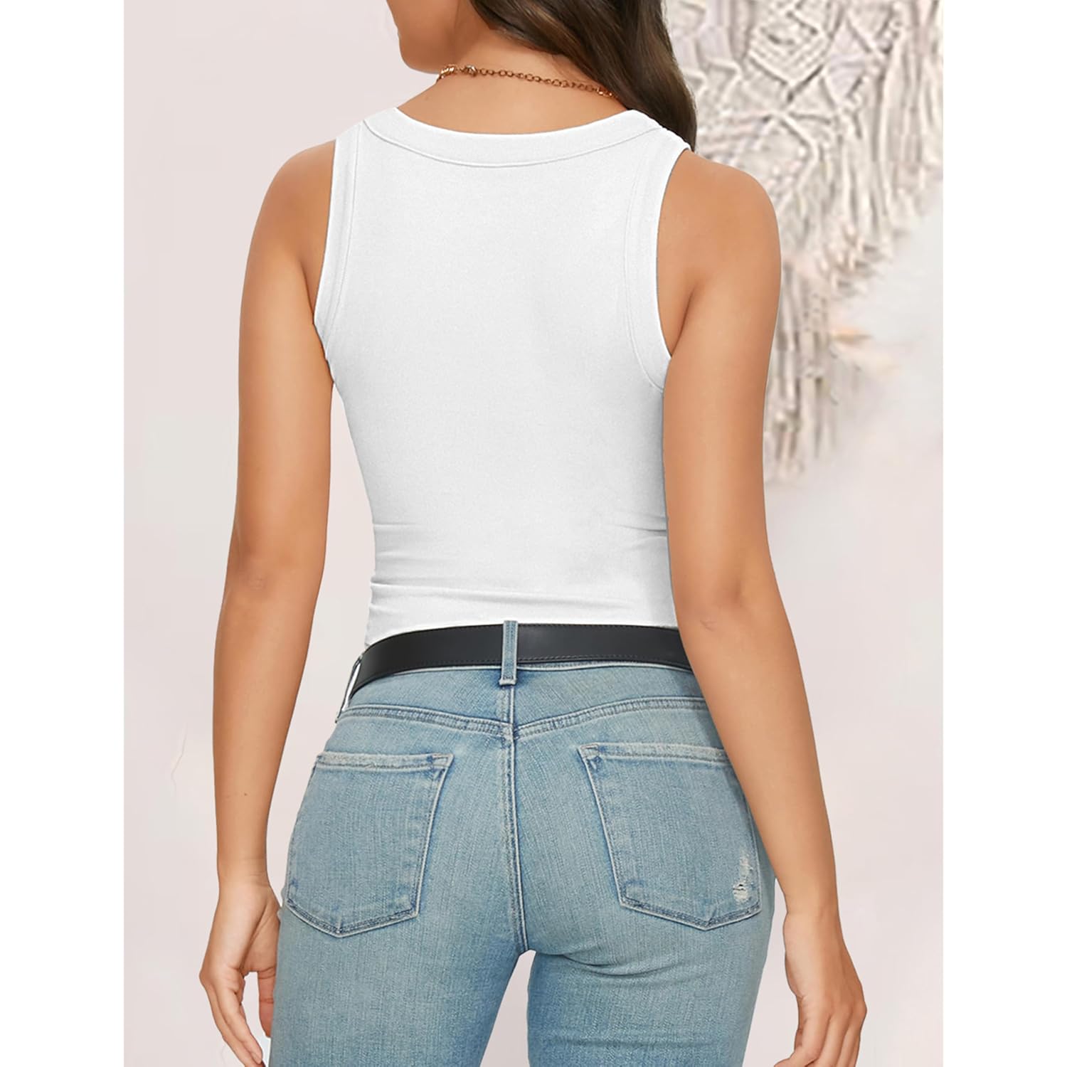 Dam linne topp High Neck ärmlös ribb linne - Image 3