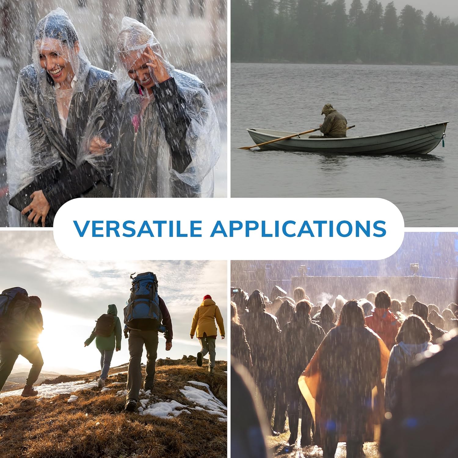 Mindful Design Rain Ponchos with Drawstring Hood (4 - Image 5