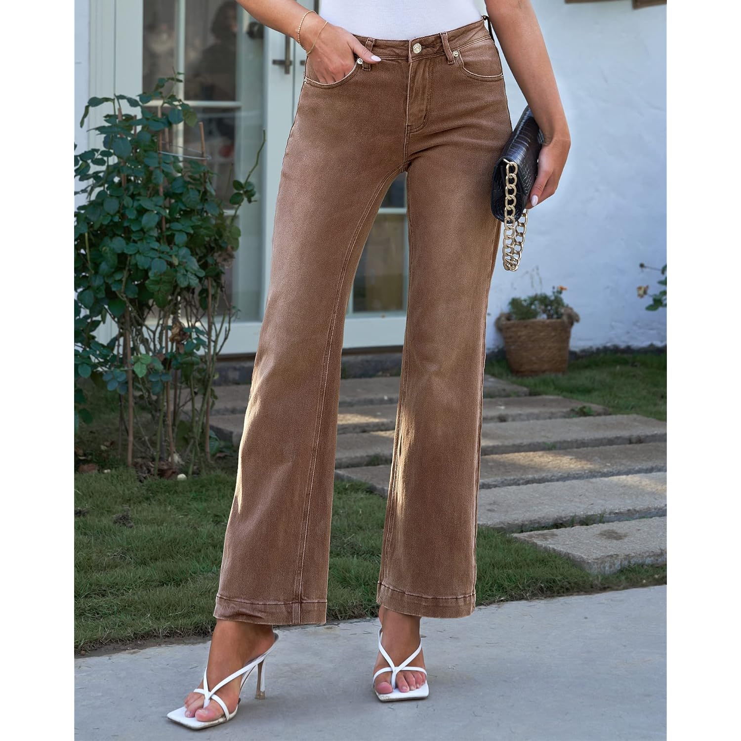 GRAPENT Dam flare jeans High Waisted wide leg - Image 4