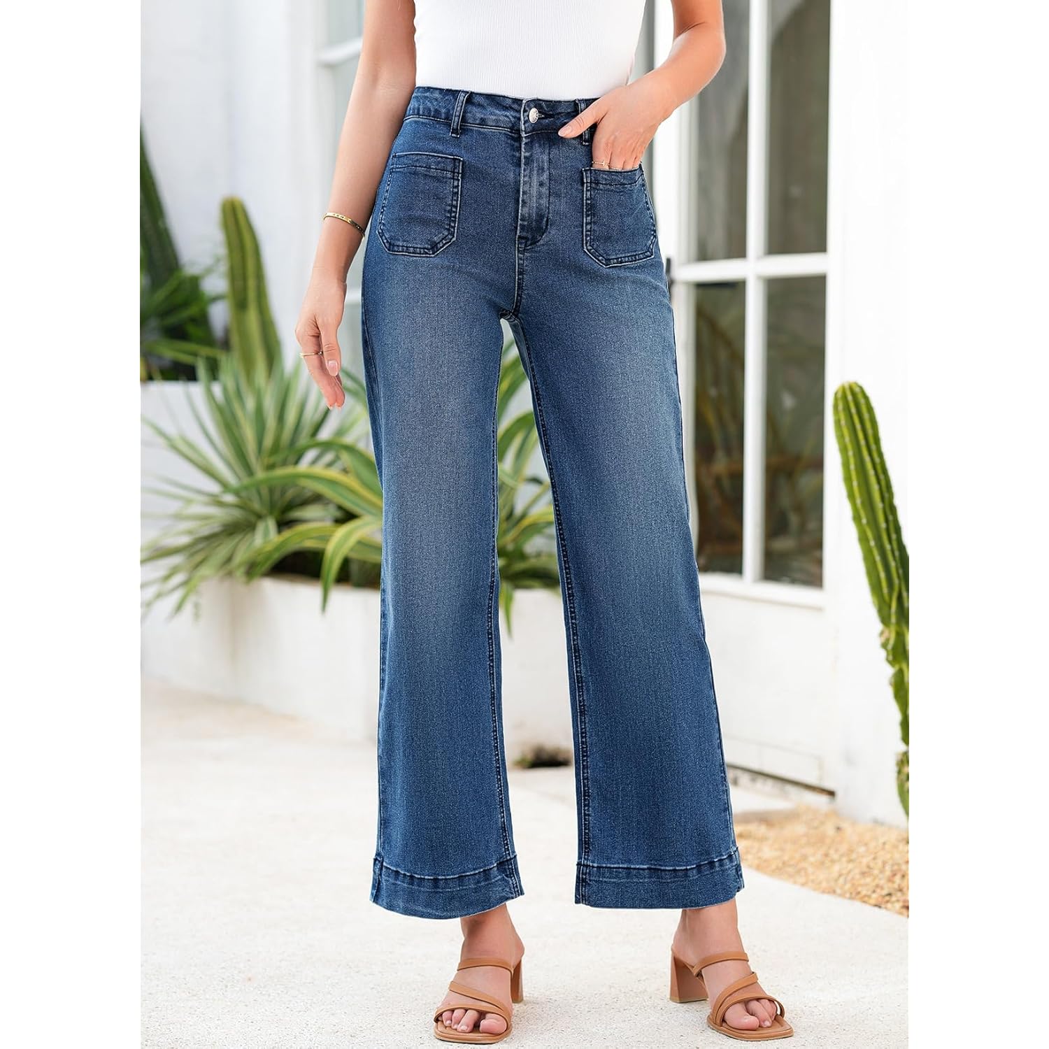 Astylish Dam wide leg jeans High Waisted Stretchy - Image 4